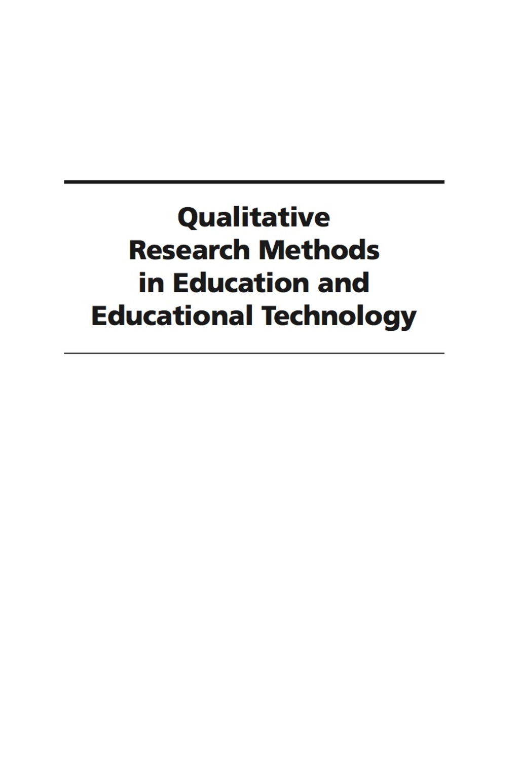 Qualitative Research Methods in Education and Educational Technology  â€“ PDF/EPUB Version Downloadable