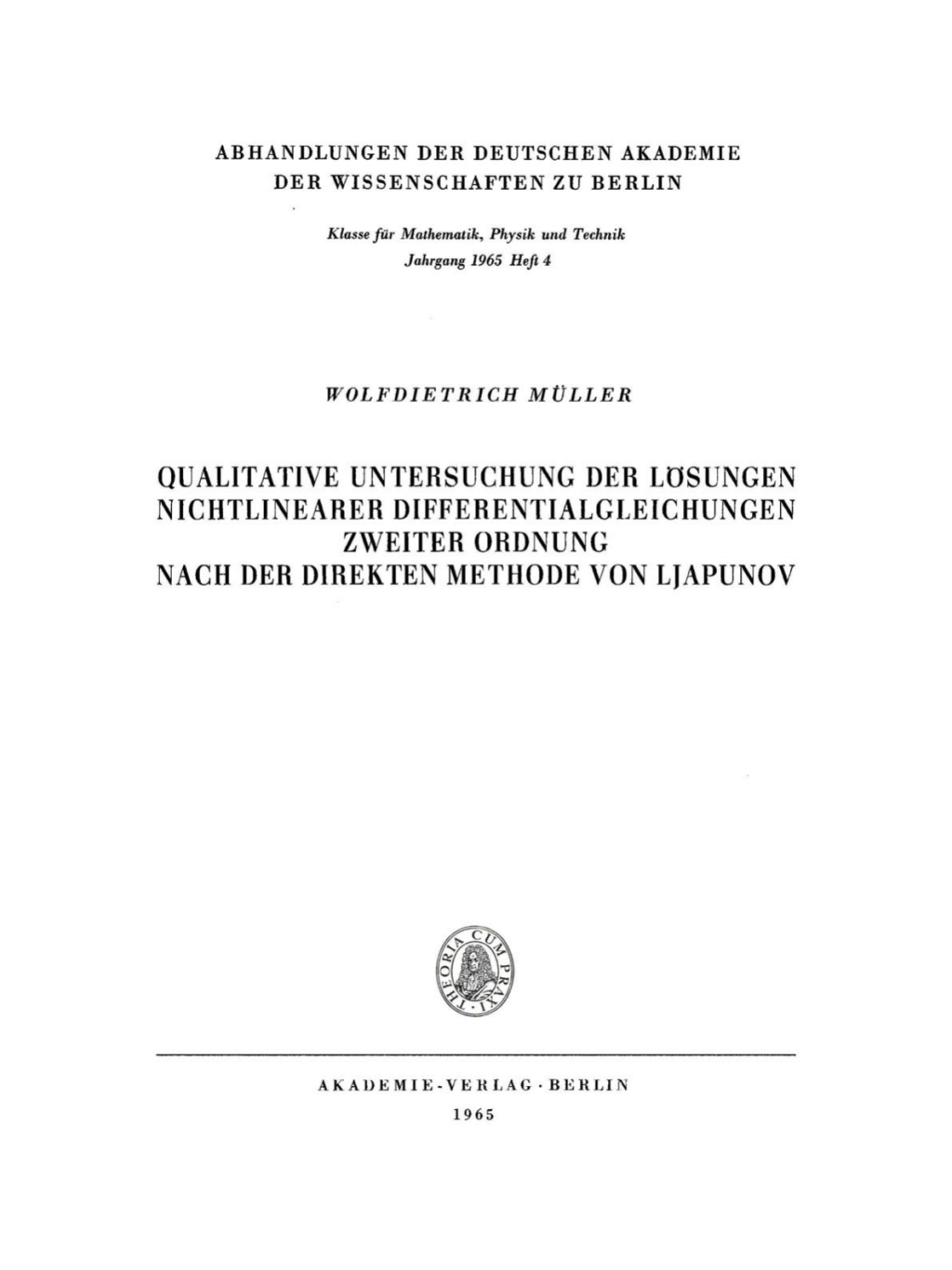 Qualitative Untersuchung der LÃ¶sungen nichtlinearer Differentialgleichungen zweiter Ordnung nach der direkten Methode von Ljapunov 1st Edition â€“ PDF/EPUB Version Downloadable
