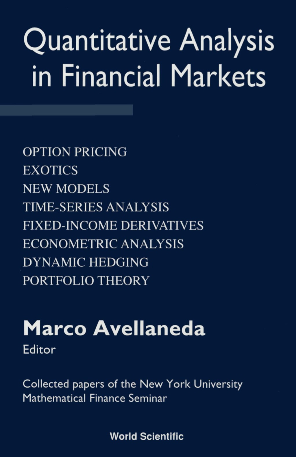 QUANTITATIVE ANALYSIS IN FINANC..(VOL.1) Collected Papers of the New York University Mathematical Finance Seminar  â€“ PDF/EPUB Version Downloadable