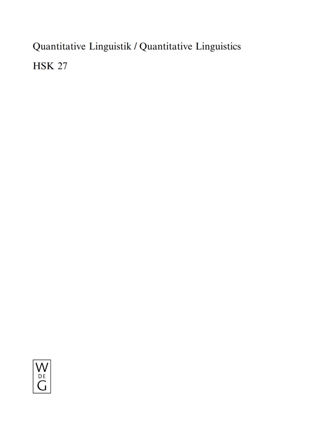 Quantitative Linguistik / Quantitative Linguistics Ein internationales Handbuch / An International Handbook 1st Edition â€“ PDF/EPUB Version Downloadable