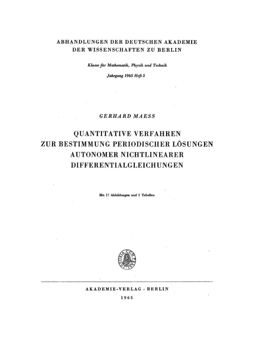 Quantitative Verfahren zur Bestimmung periodischer LÃ¶sungen autonomer nichtlinearer Differentialgleichungen 1st Edition â€“ PDF/EPUB Version Downloadable