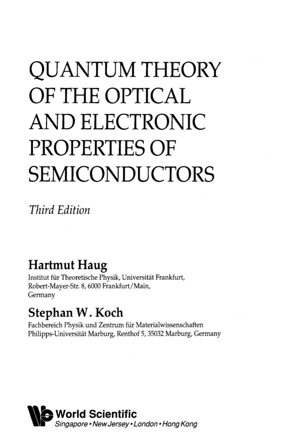 Quantum Theory of the Optical and Electronic Properties of Semiconductors 3rd Edition â€“ PDF/EPUB Version Downloadable