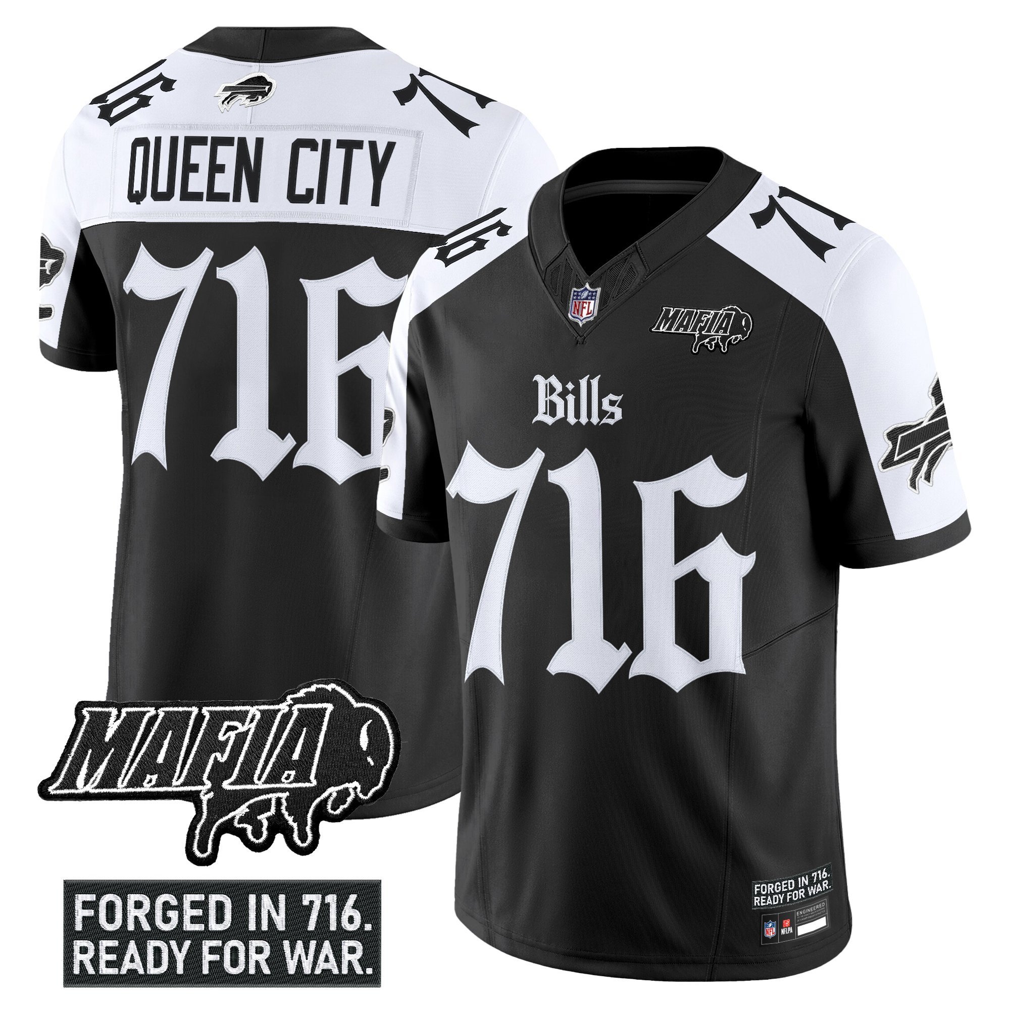 Queen City 716 Men's Buffalo Bills 'Gothic Cold Front Edition' Vapor Limited Alternate Jersey - All Stitched