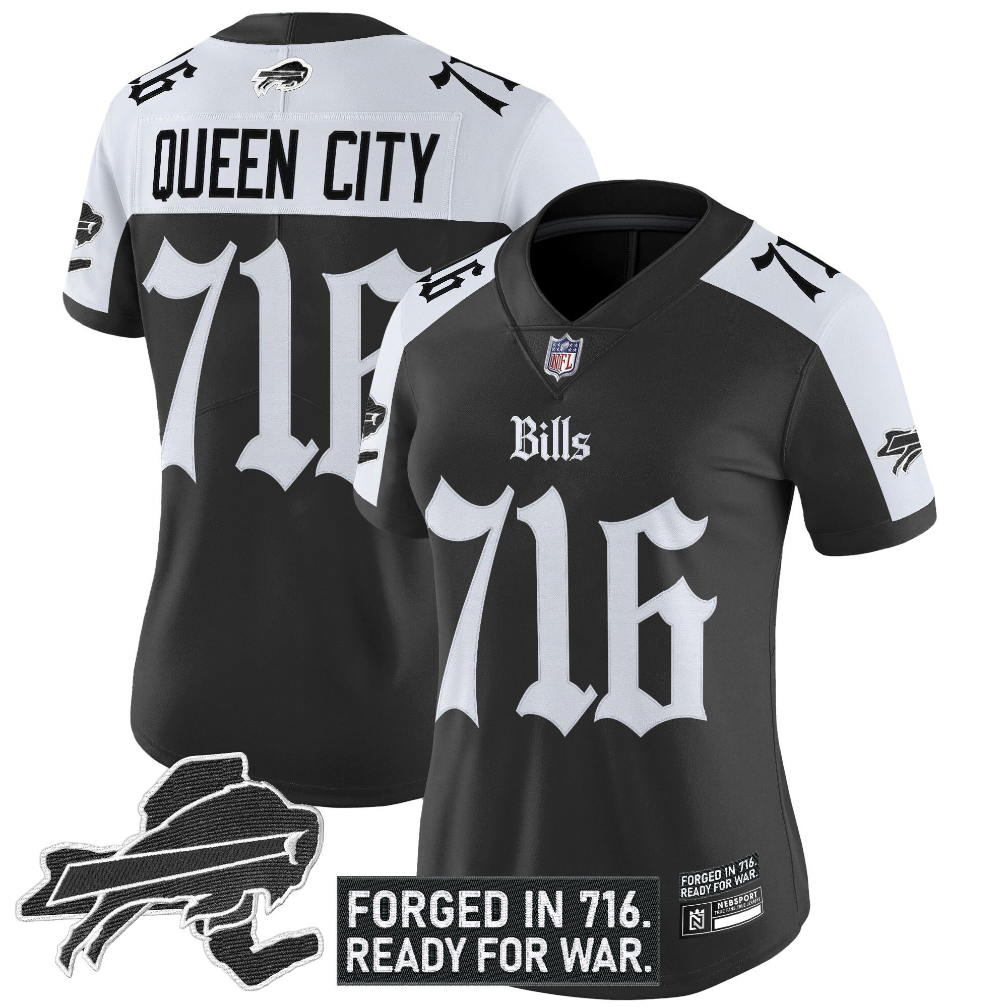 Queen City 716 Women's Buffalo Bills 'Gothic Cold Front Edition' Vapor Limited Alternate Jersey - All Stitched