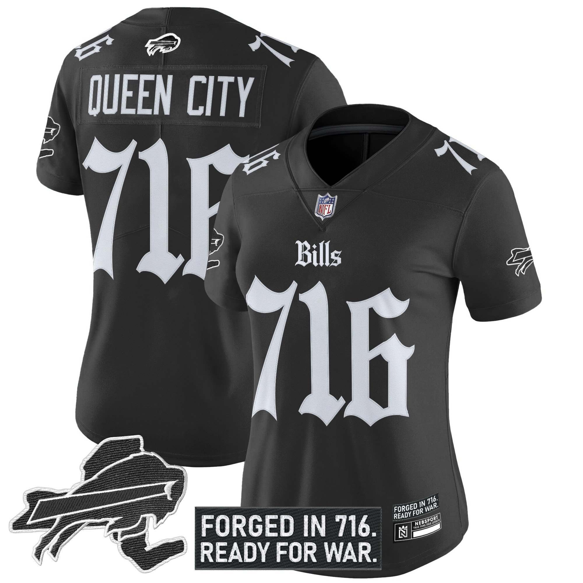 Queen City 716 Women's Buffalo Bills 'Gothic Cold Front Edition' Vapor Limited Black Jersey - All Stitched