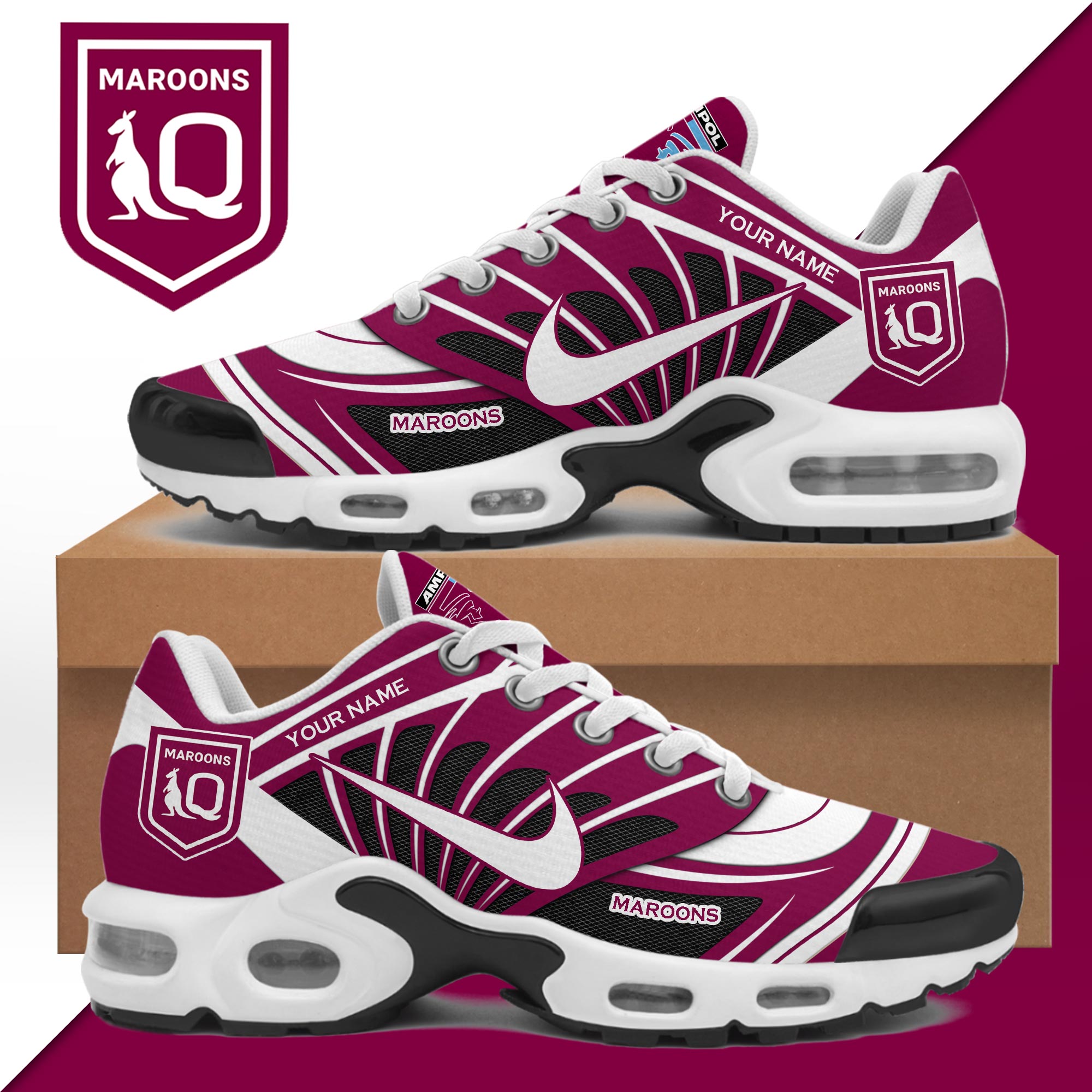 Queensland Maroons Air Max Plus Sport Custom Max Soul Sneakers