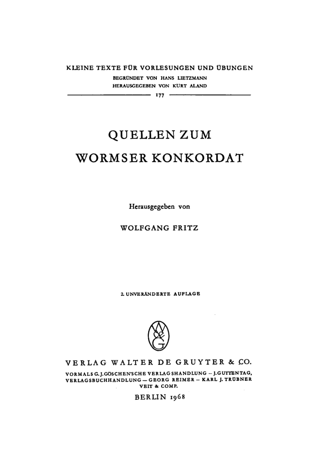 Quellen zum Wormser Konkordat 2nd Edition â€“ PDF/EPUB Version Downloadable