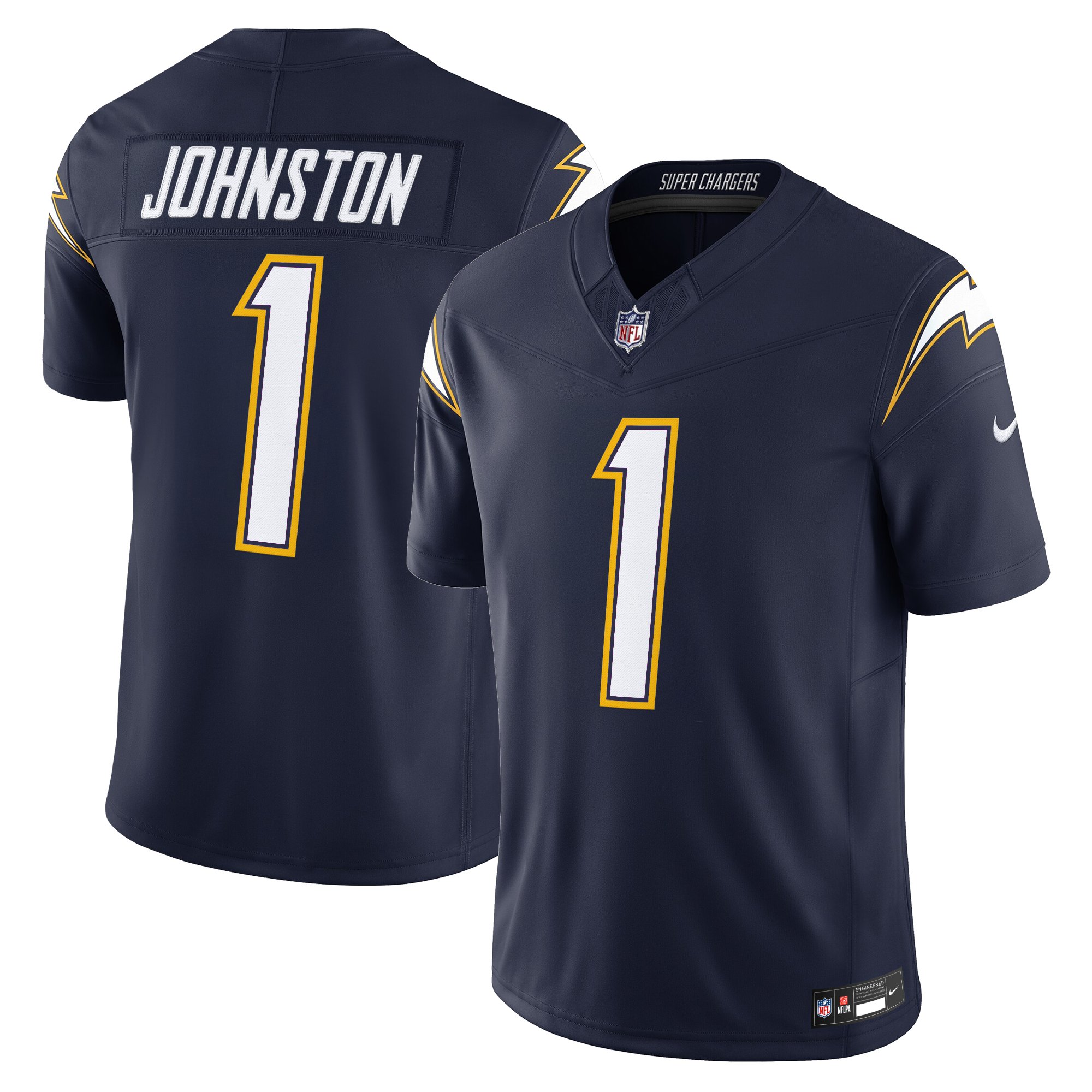 Quentin Johnston Men's Los Angeles Chargers 2025 Alternate Charger Power Vapor Limited Navy Jersey - All Stitched