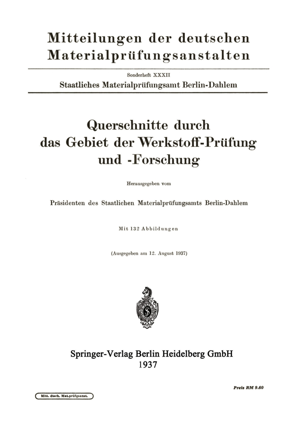 Querschnitte durch das Gebiet der Werkstoff-PrÃ¼fung und -Forschung  â€“ PDF/EPUB Version Downloadable