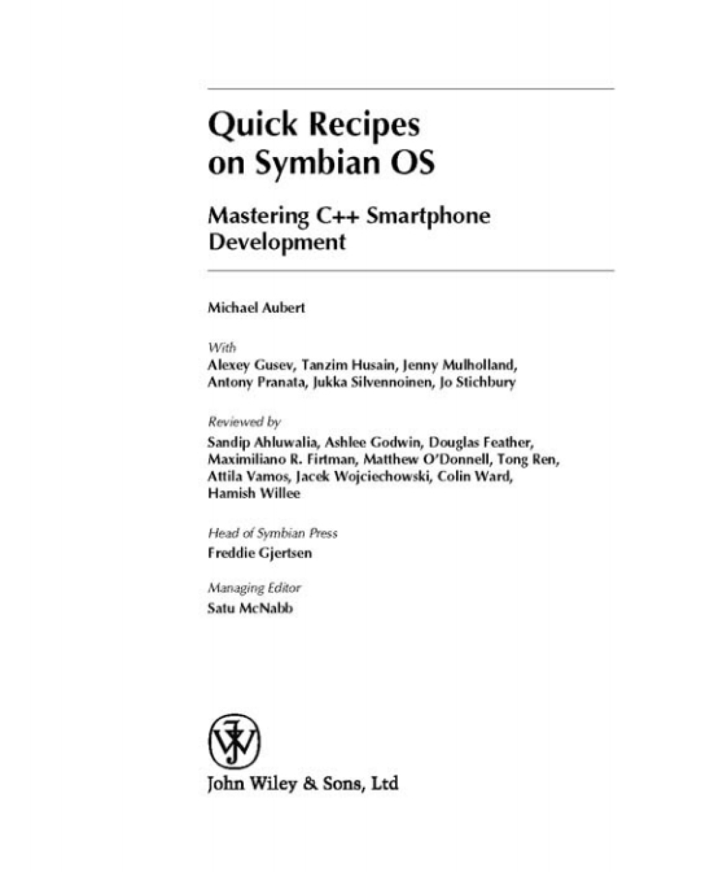 Quick Recipes on Symbian OS Mastering C++ Smartphone Development 1st Edition â€“ PDF/EPUB Version Downloadable