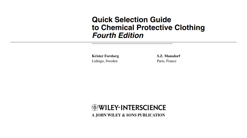 Quick Selection Guide to Chemical Protective Clothing 4th Edition â€“ PDF/EPUB Version Downloadable