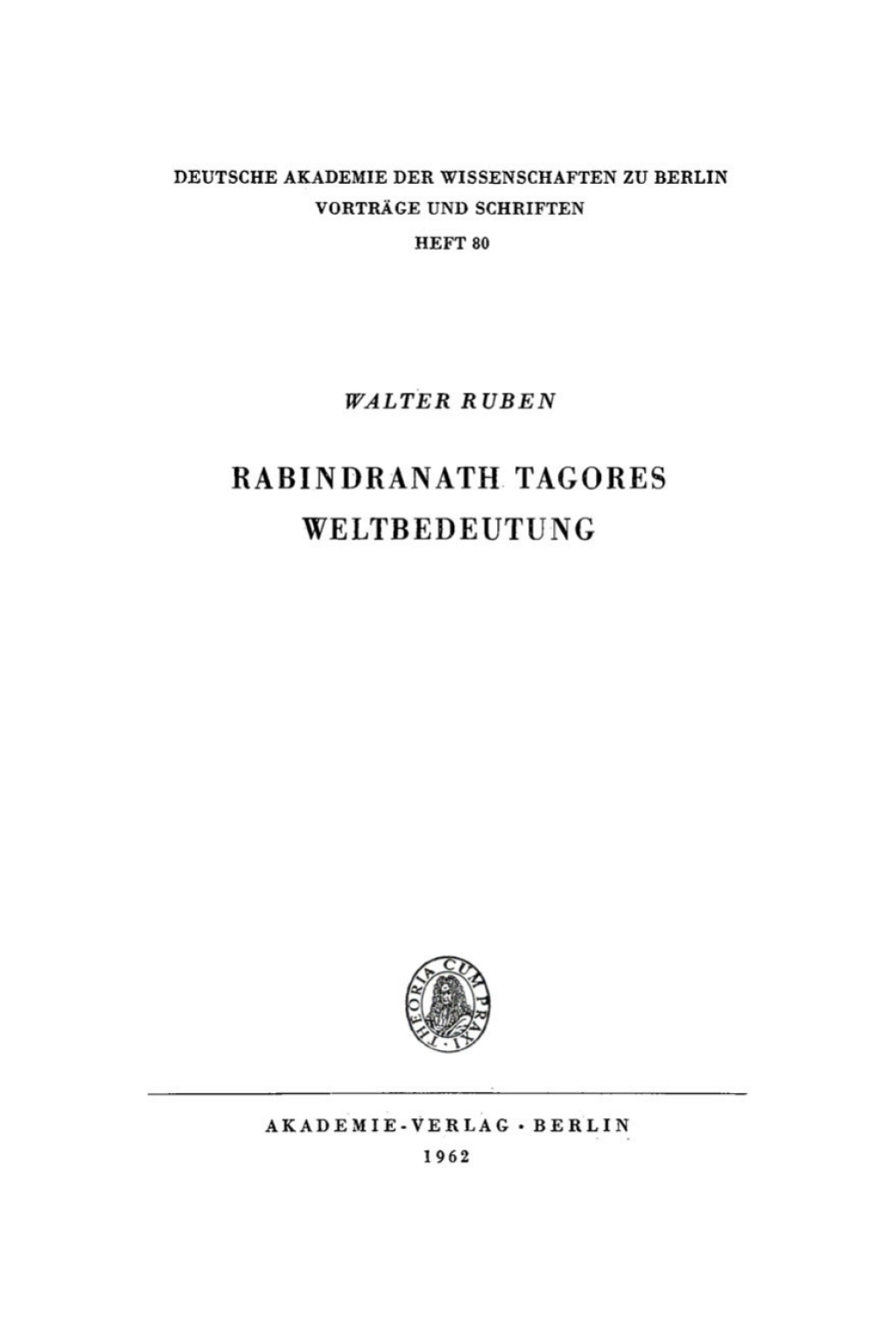 Rabindranath Tagores Weltbedeutung 1st Edition â€“ PDF/EPUB Version Downloadable