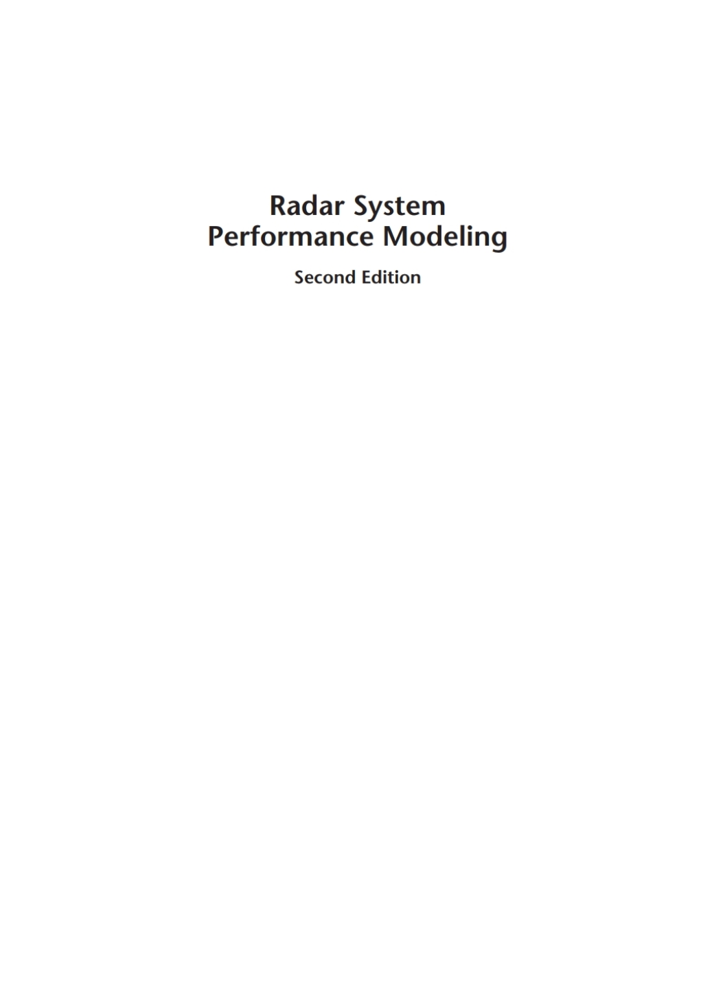 Radar System Performance Modeling 2nd Edition â€“ PDF/EPUB Version Downloadable