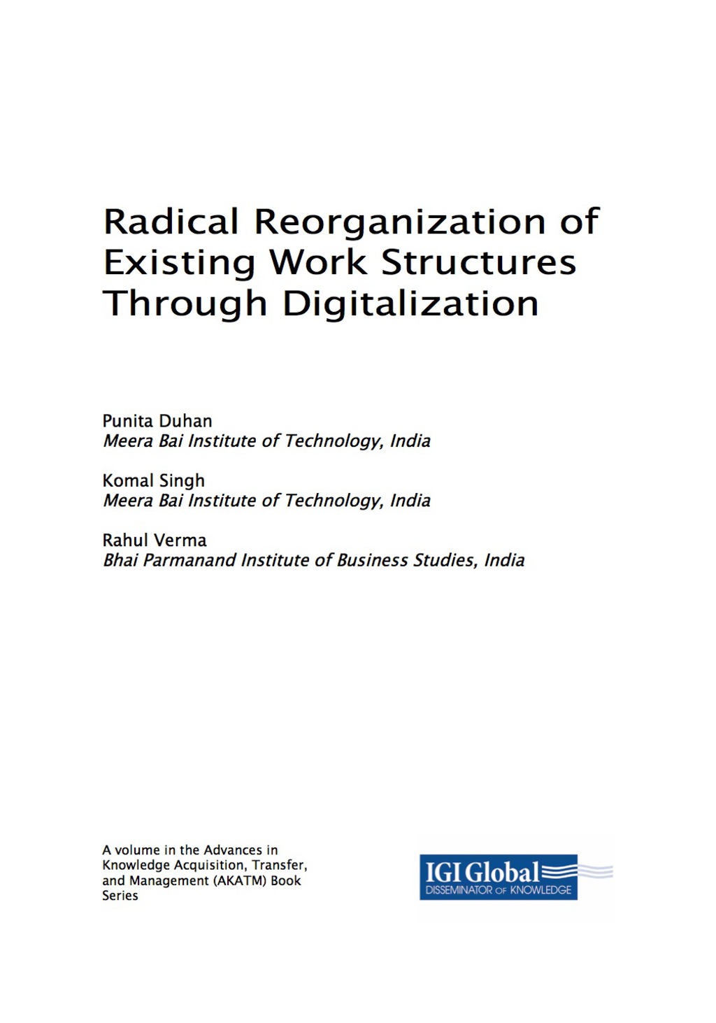 Radical Reorganization of Existing Work Structures Through Digitalization  â€“ PDF/EPUB Version Downloadable