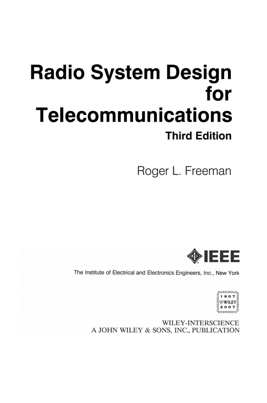 Radio System Design for Telecommunications 3rd Edition â€“ PDF/EPUB Version Downloadable