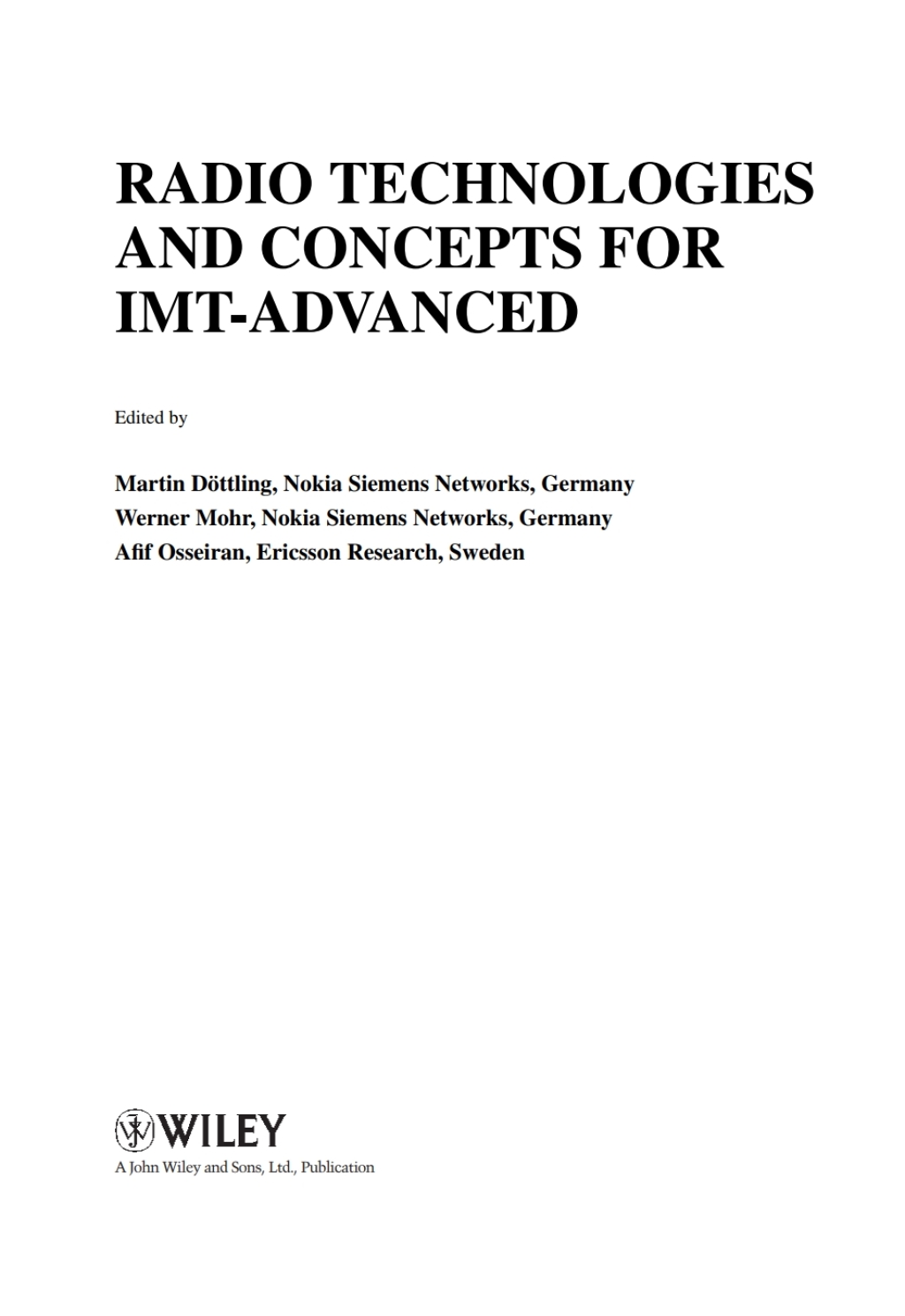 Radio Technologies and Concepts for IMT-Advanced 1st Edition â€“ PDF/EPUB Version Downloadable