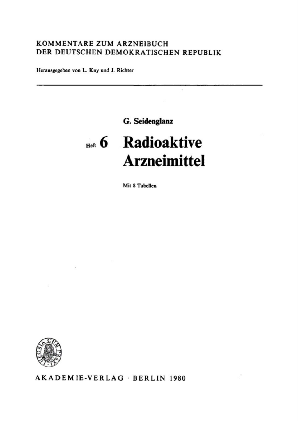 Radioaktive Arzneimittel 1st Edition â€“ PDF/EPUB Version Downloadable