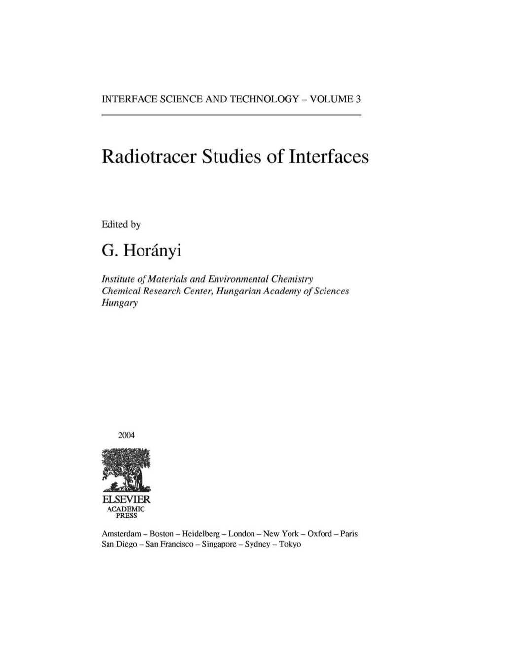 Radiotracer Studies of Interfaces  â€“ PDF/EPUB Version Downloadable