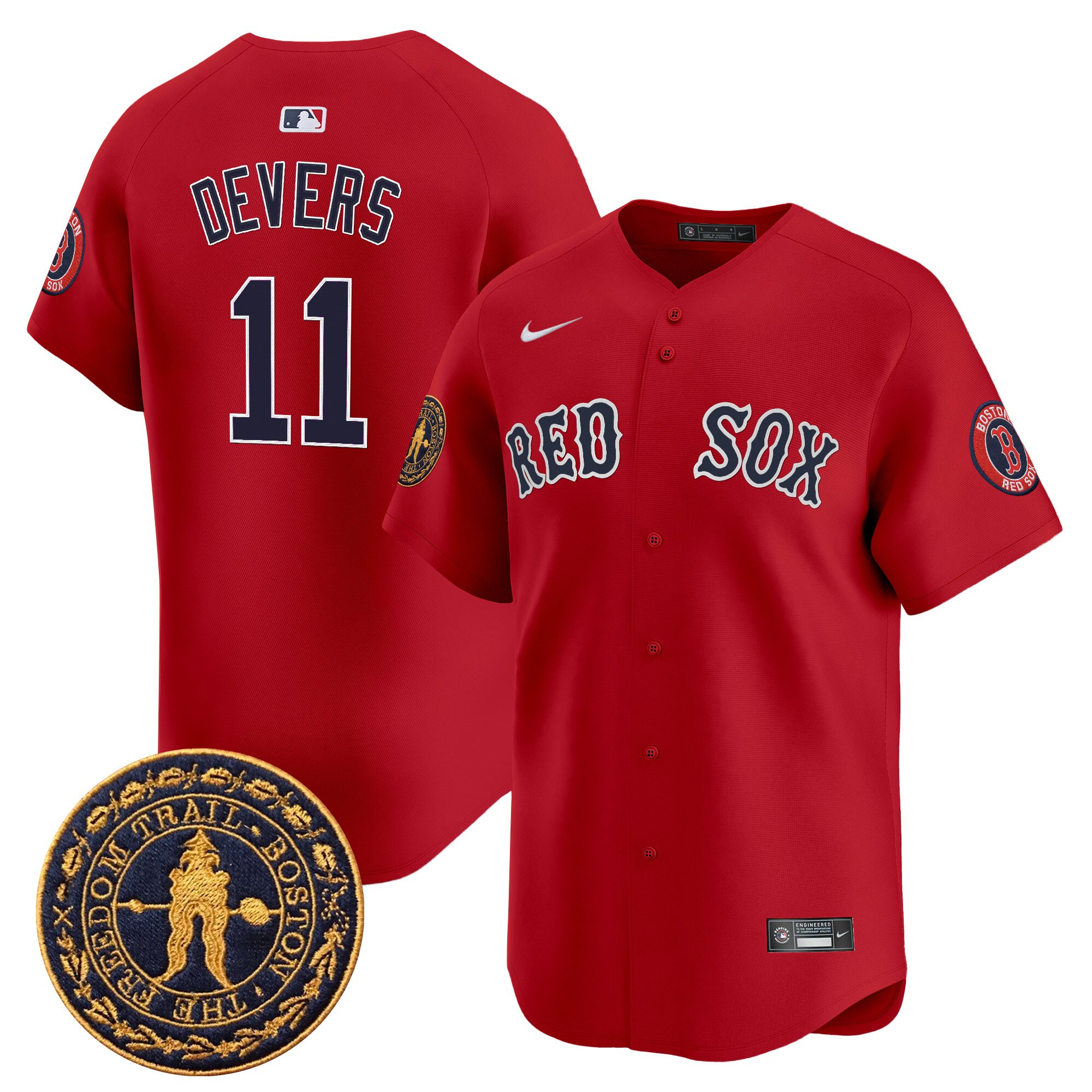 Rafael Devers Men's Boston Red Sox Freedom Trail Patch Vapor Premier Limited Red Jersey - All Stitched