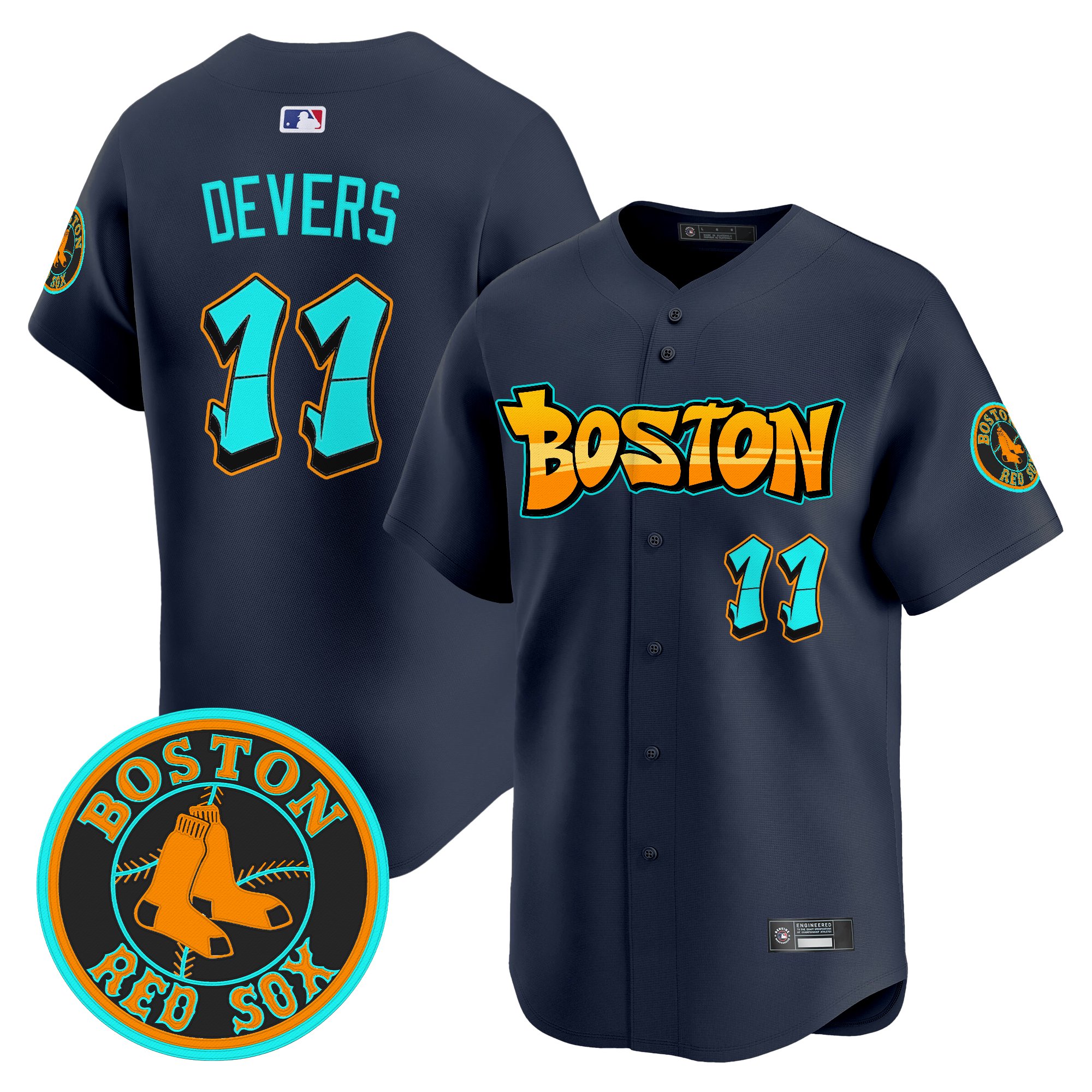 Rafael Devers Men's Boston Red Sox 'Graffiti Streetstyle Edition' Vapor Premier Limited Navy Jersey - All Stitched