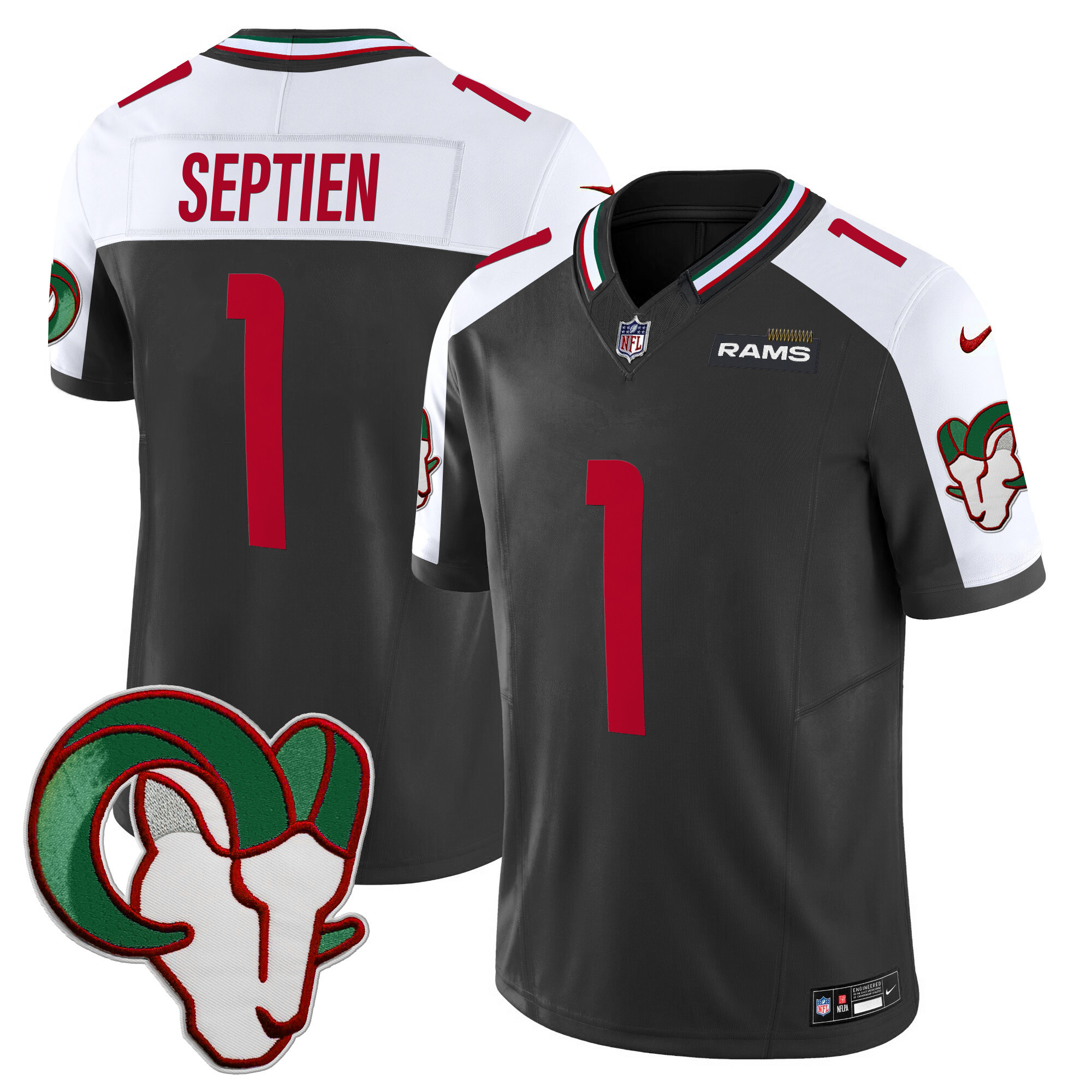 Rafael Septien Men's Los Angeles Rams Mexico Vapor Limited Black Alternate Jersey - All Stitched