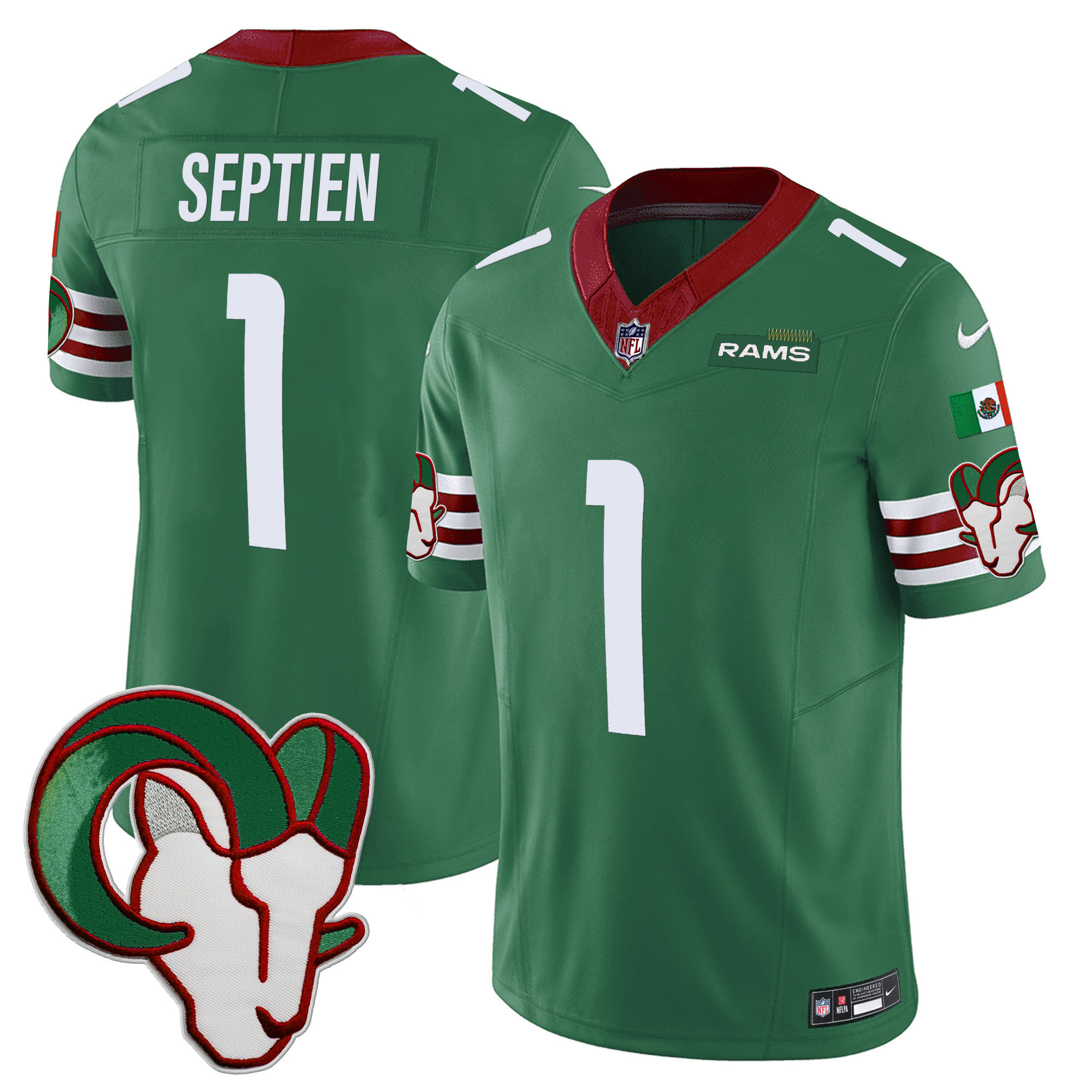 Rafael Septien Men's Los Angeles Rams Mexico Vapor Limited Green Jersey - All Stitched