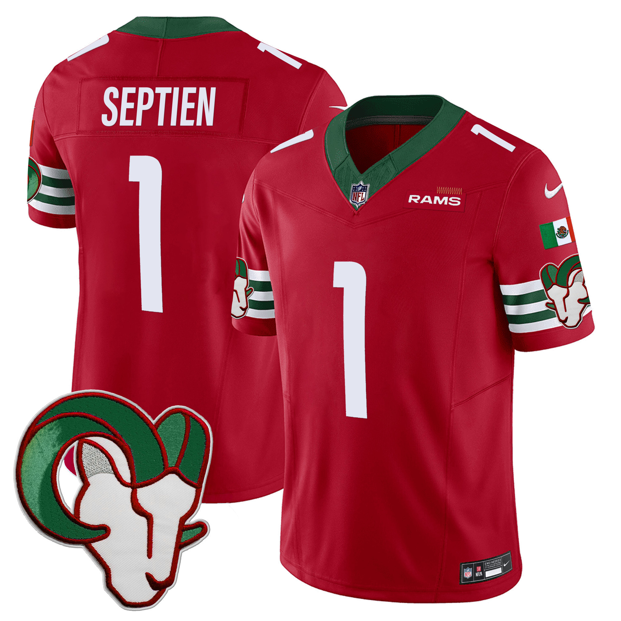 Rafael Septien Men's Los Angeles Rams Mexico Vapor Limited Red Jersey - All Stitched