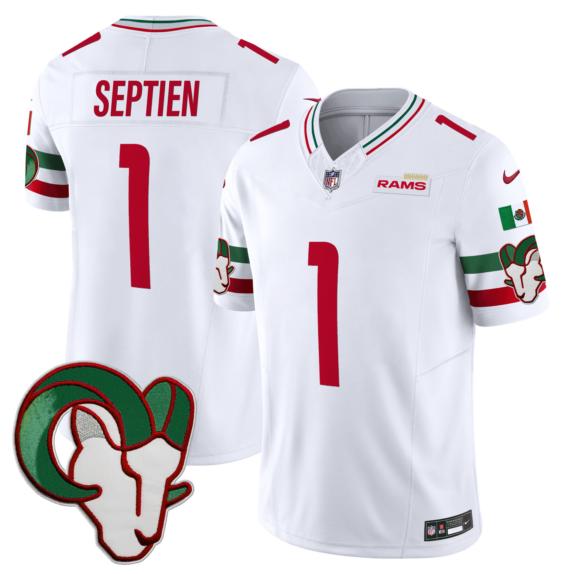 Rafael Septien Men's Los Angeles Rams Mexico Vapor Limited White Jersey - All Stitched