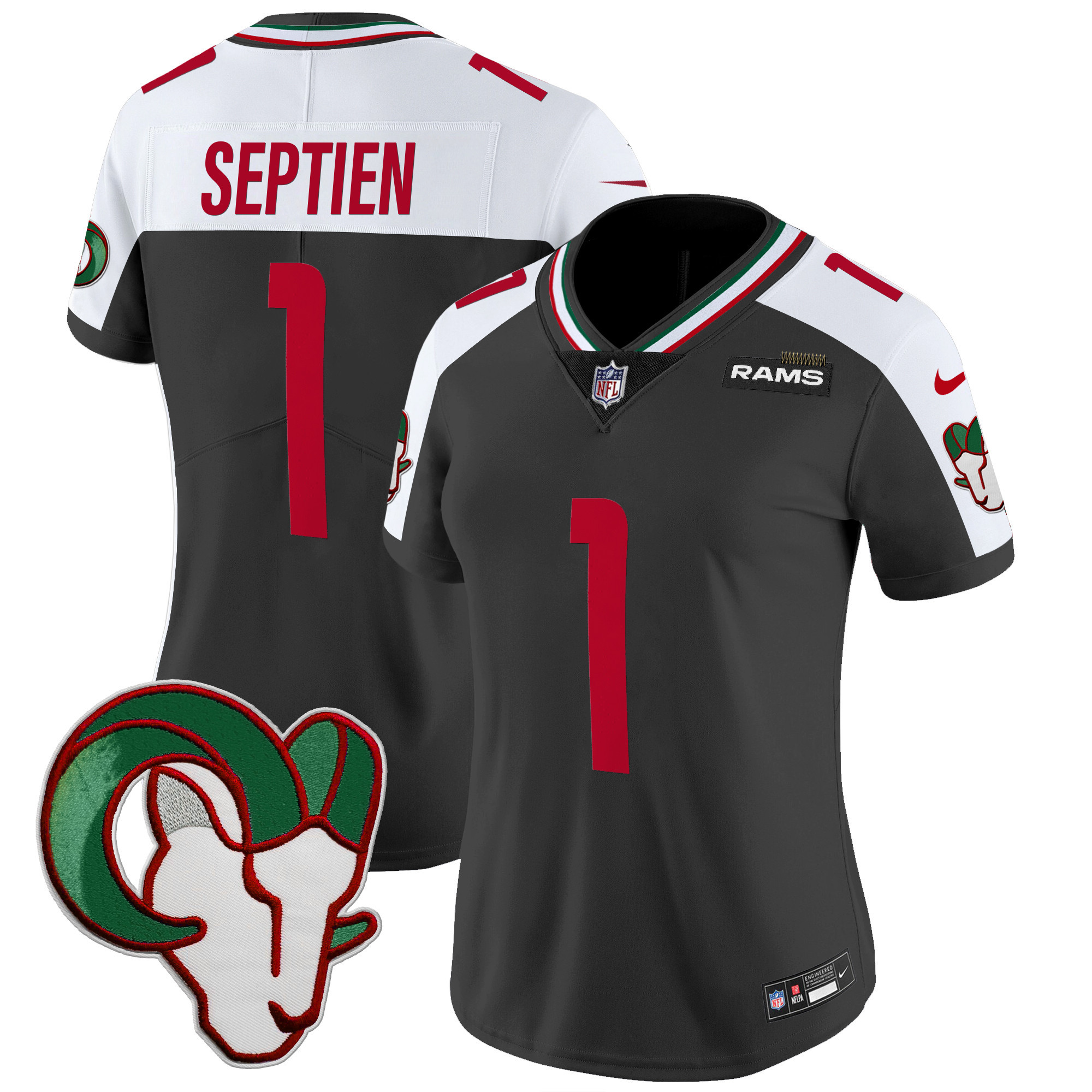 Rafael Septien Women's Los Angeles Rams Mexico Vapor Limited Black Alternate Jersey - All Stitched