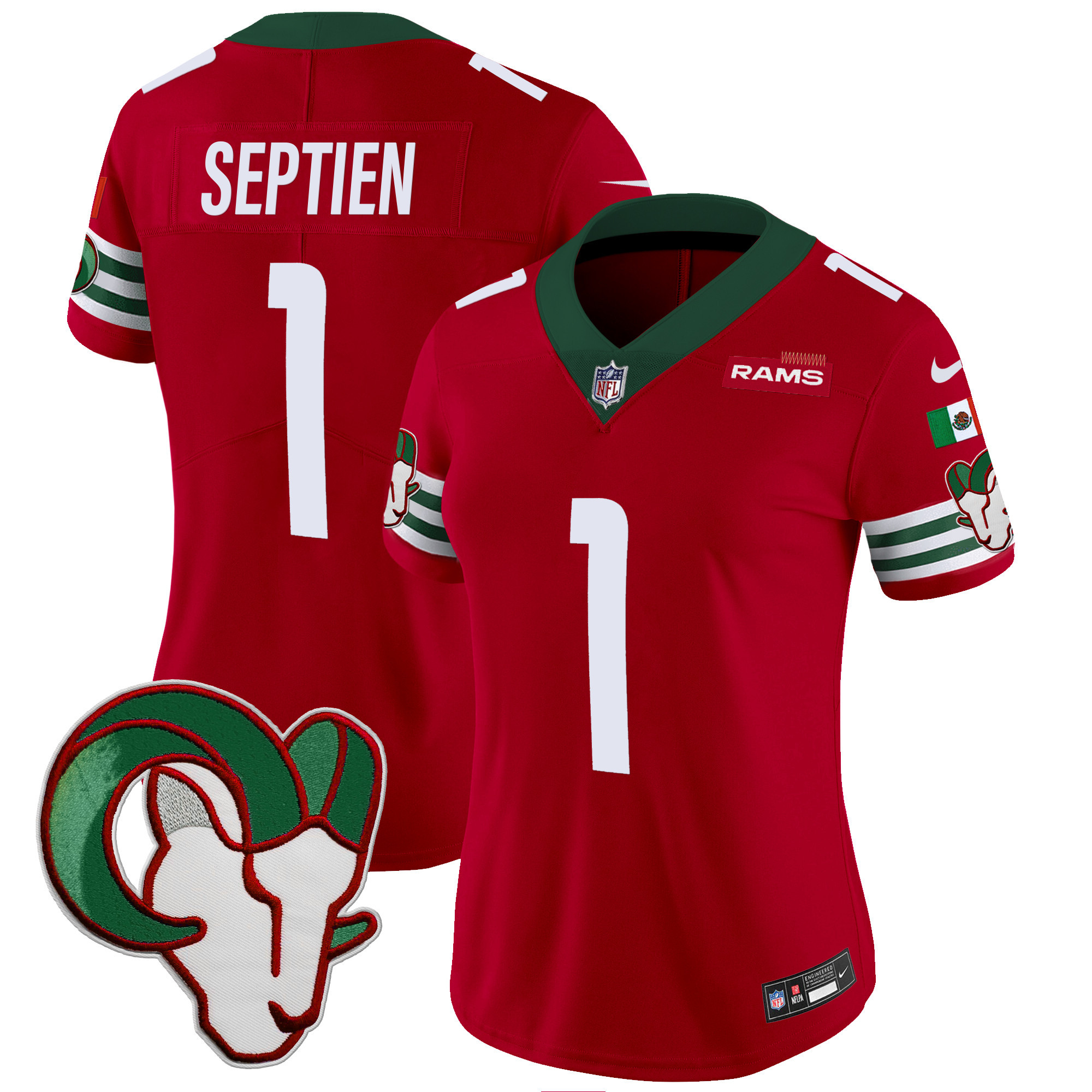 Rafael Septien Women's Los Angeles Rams Mexico Vapor Limited Red Jersey - All Stitched