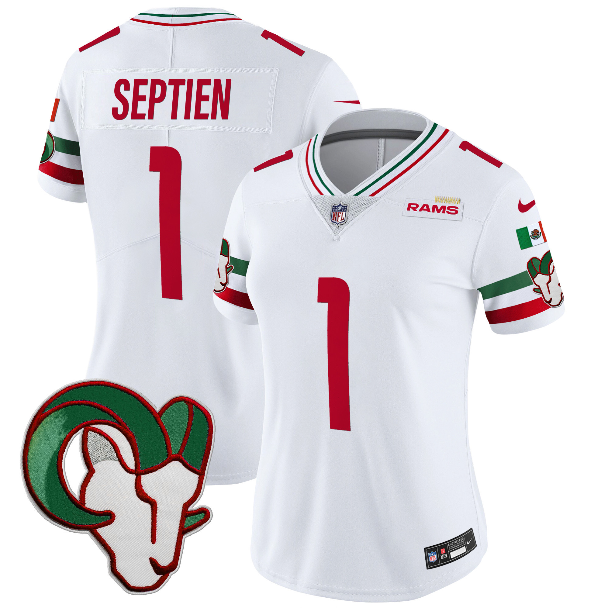 Rafael Septien Women's Los Angeles Rams Mexico Vapor Limited White Jersey - All Stitched