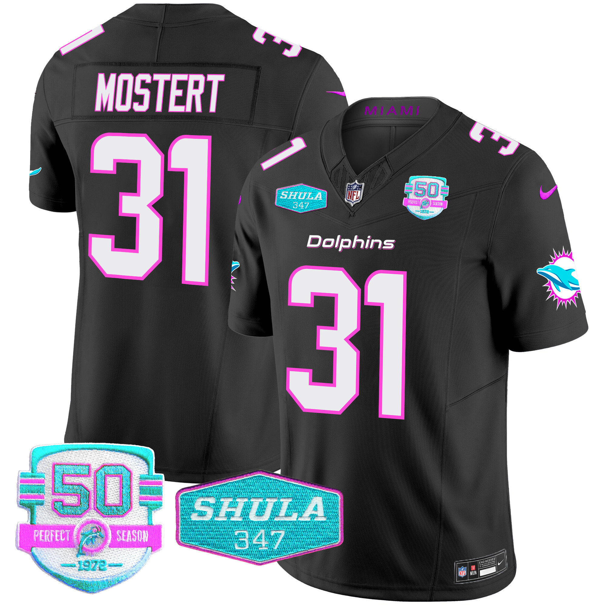 Raheem Mostert Men's Miami Dolphins "Miami Vice" Vapor Limited Black Jersey - All Stitched