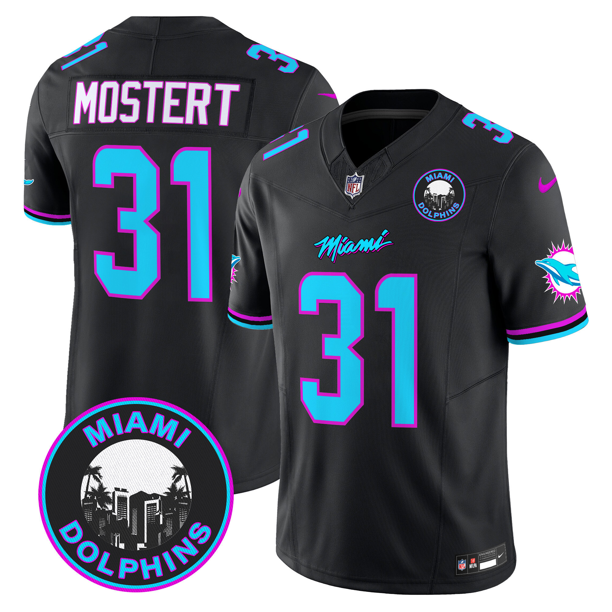 Raheem Mostert Men's Miami Dolphins "Miami Vice" Vapor Limited Black Jersey - All Stitched