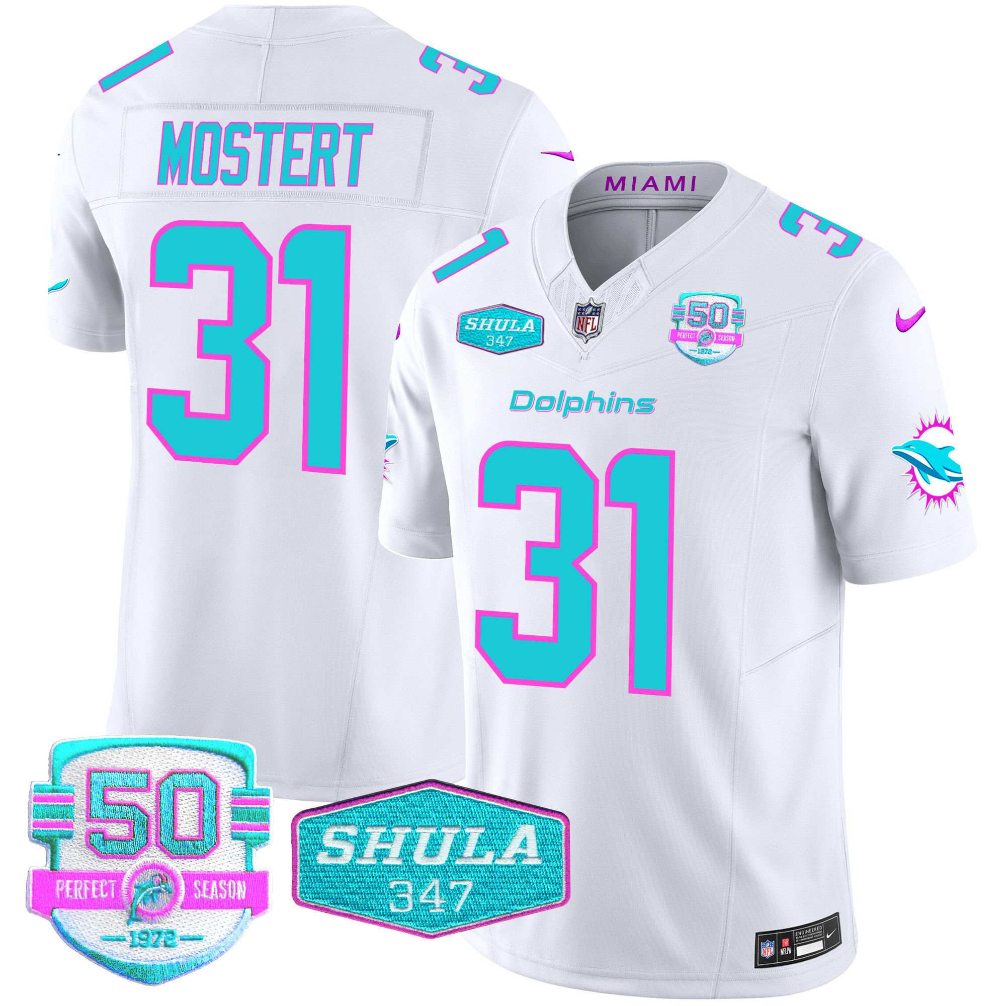 Raheem Mostert Men's Miami Dolphins "Miami Vice" Vapor Limited White Jersey - All Stitched