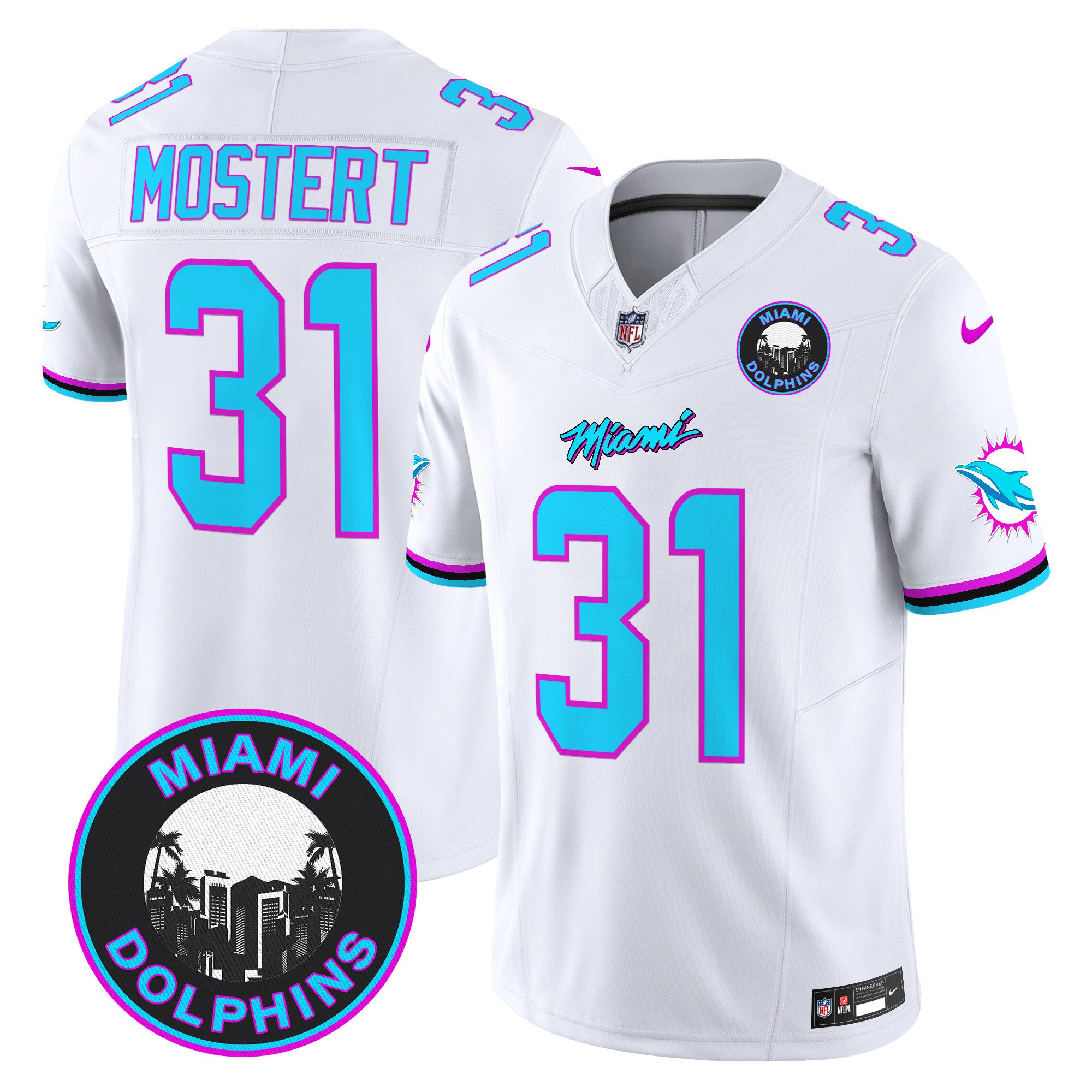 Raheem Mostert Men's Miami Dolphins "Miami Vice" Vapor Limited White Jersey - All Stitched