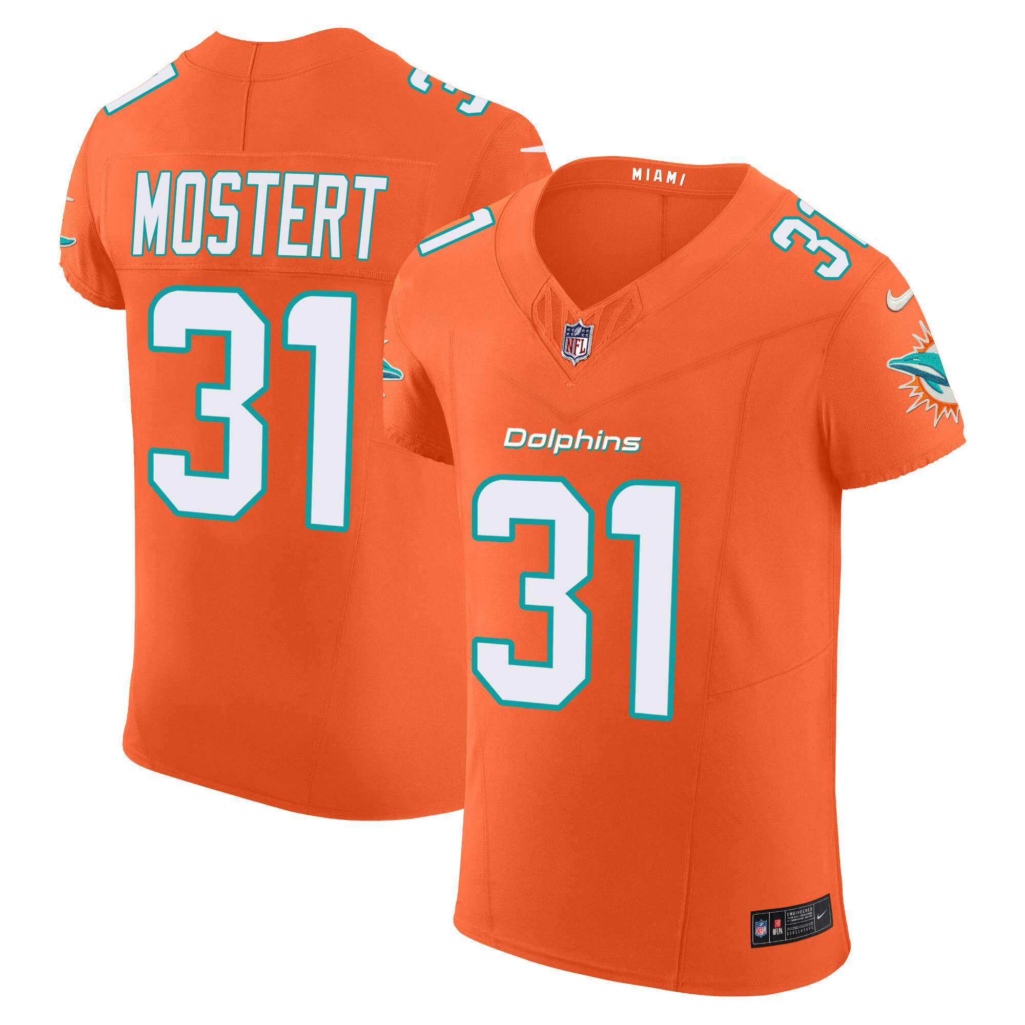Raheem Mostert Men's Miami Dolphins Vapor Elite Orange Jersey - All Stitched