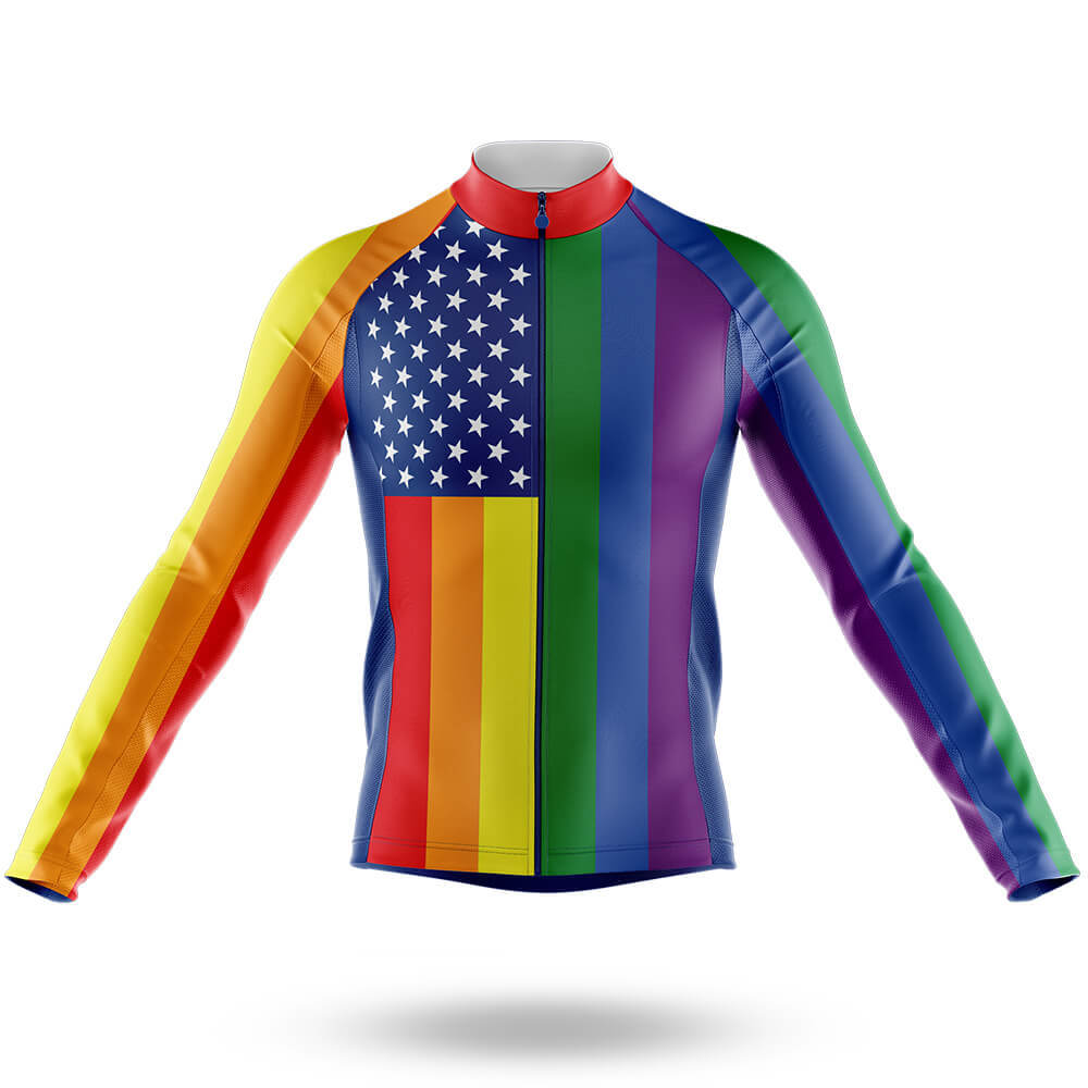 Rainbow Flag USA - Men's Cycling Long Sleeve Jersey