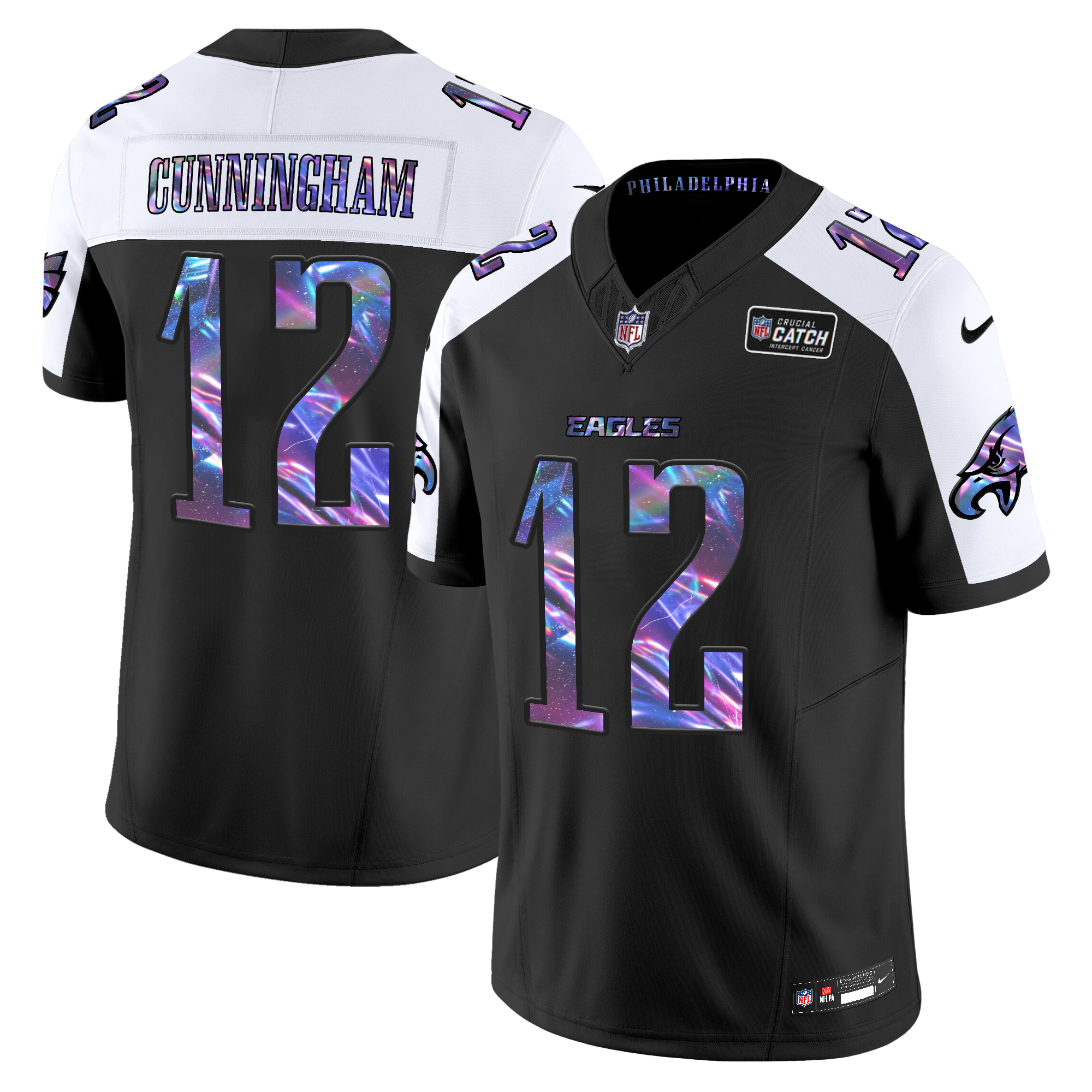 Randall Cunningham Men's Philadelphia Eagles 2024 Crucial Catch Vapor Limited Black Alternate Jersey - All Stitched