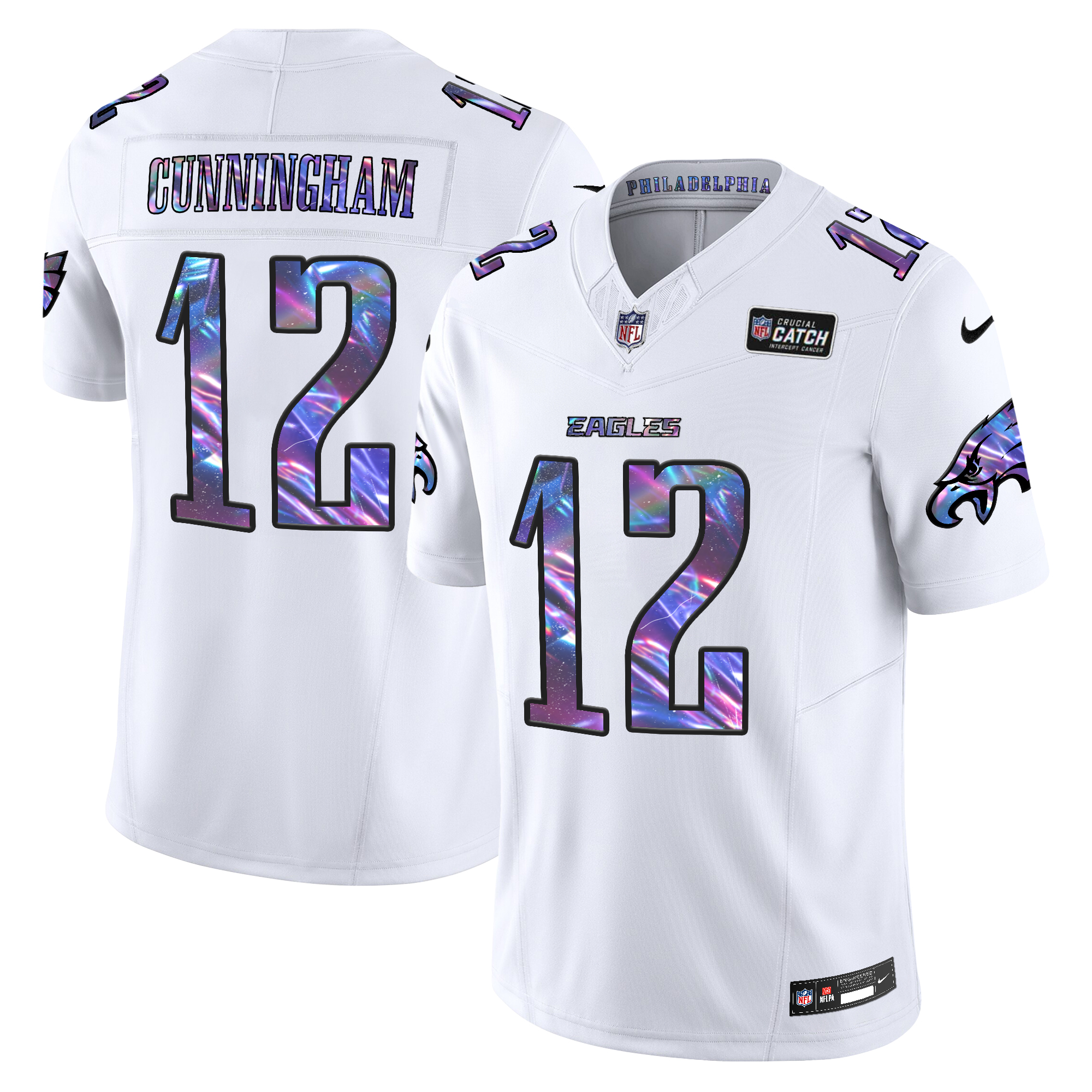 Randall Cunningham Men's Philadelphia Eagles 2024 Crucial Catch Vapor Limited White Jersey - All Stitched