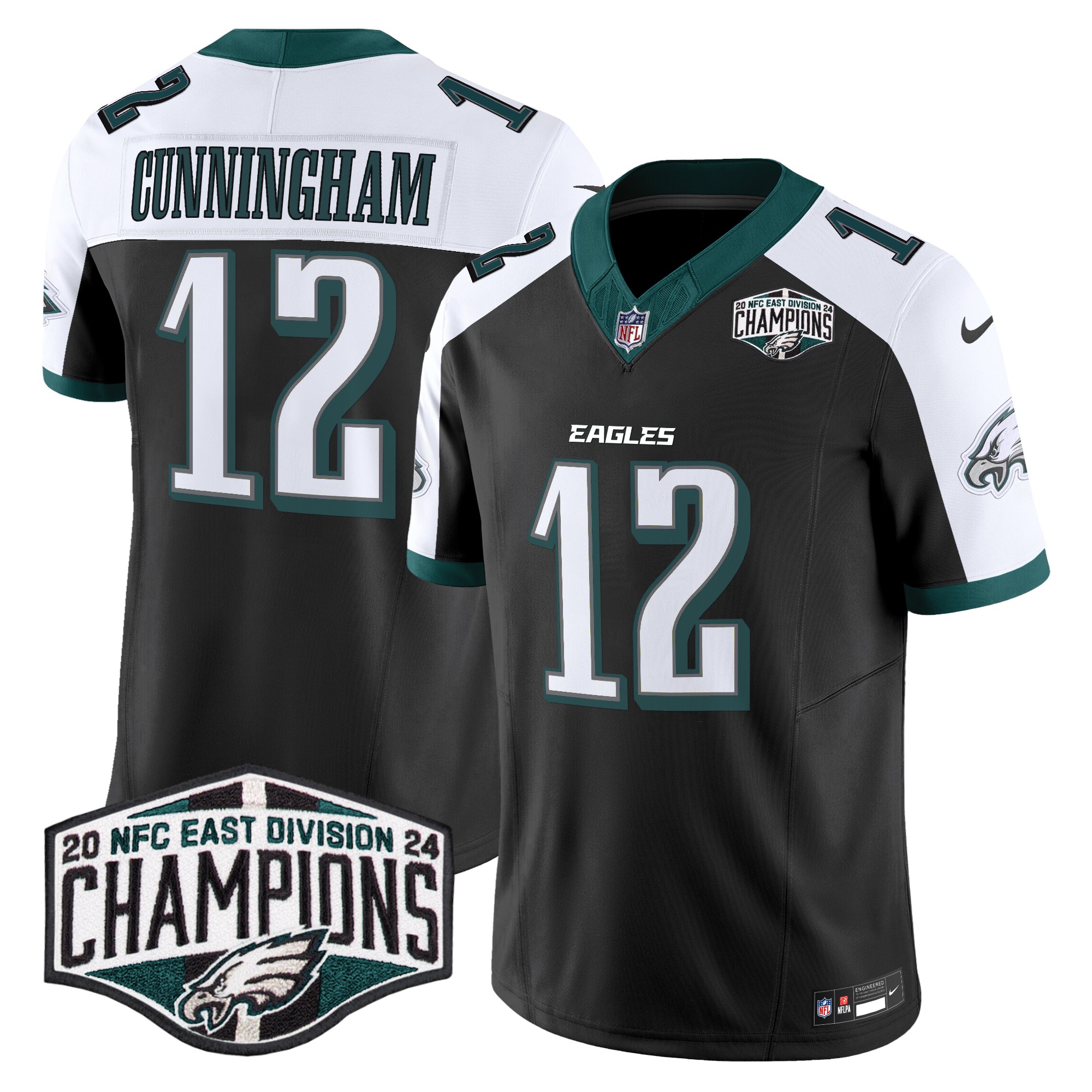 Randall Cunningham Men's Philadelphia Eagles 2024 NFC East Division Champions Vapor Limited Black Alternate Jersey - All Stitched