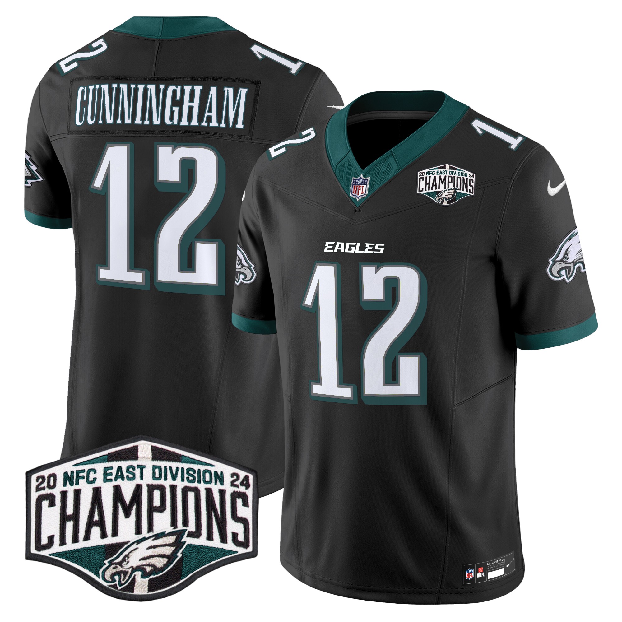 Randall Cunningham Men's Philadelphia Eagles 2024 NFC East Division Champions Vapor Limited Black Jersey - All Stitched