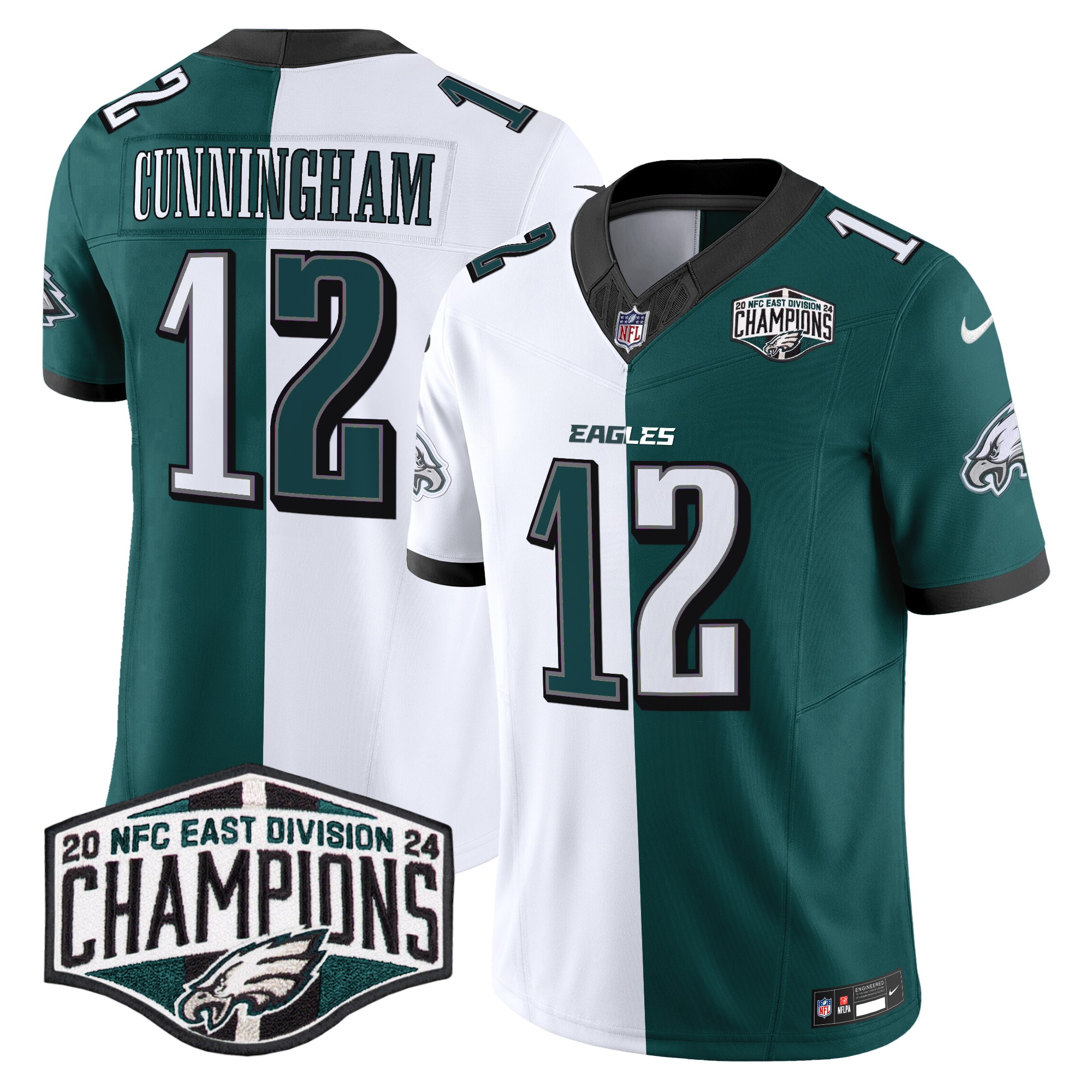 Randall Cunningham Men's Philadelphia Eagles 2024 NFC East Division Champions Vapor Limited Split Jersey - All Stitched