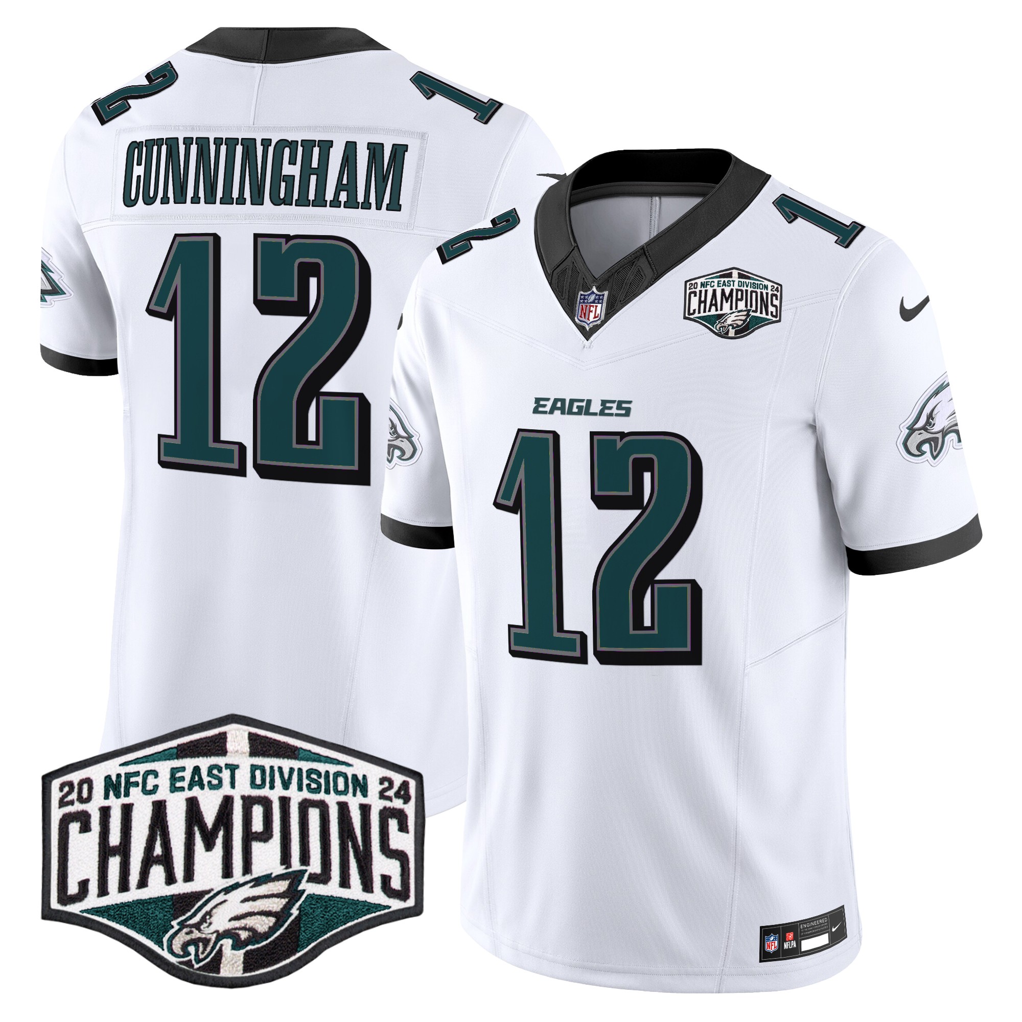 Randall Cunningham Men's Philadelphia Eagles 2024 NFC East Division Champions Vapor Limited White Jersey - All Stitched