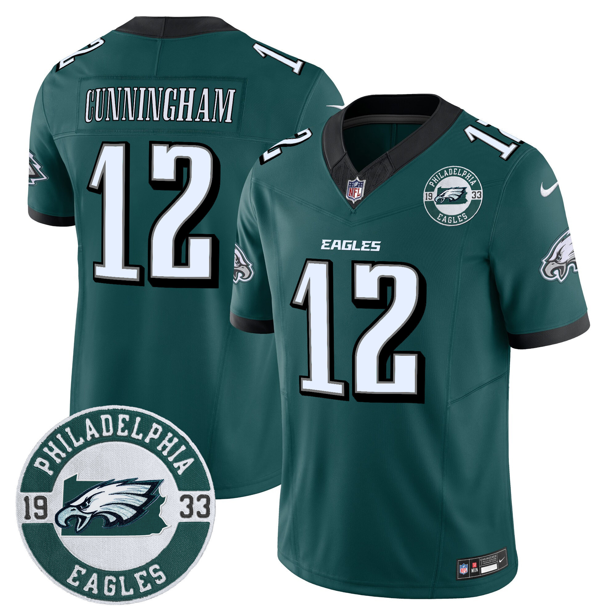 Randall Cunningham Men's Philadelphia Eagles 2024 Vapor Limited Midnight Green Jersey - All Stitched