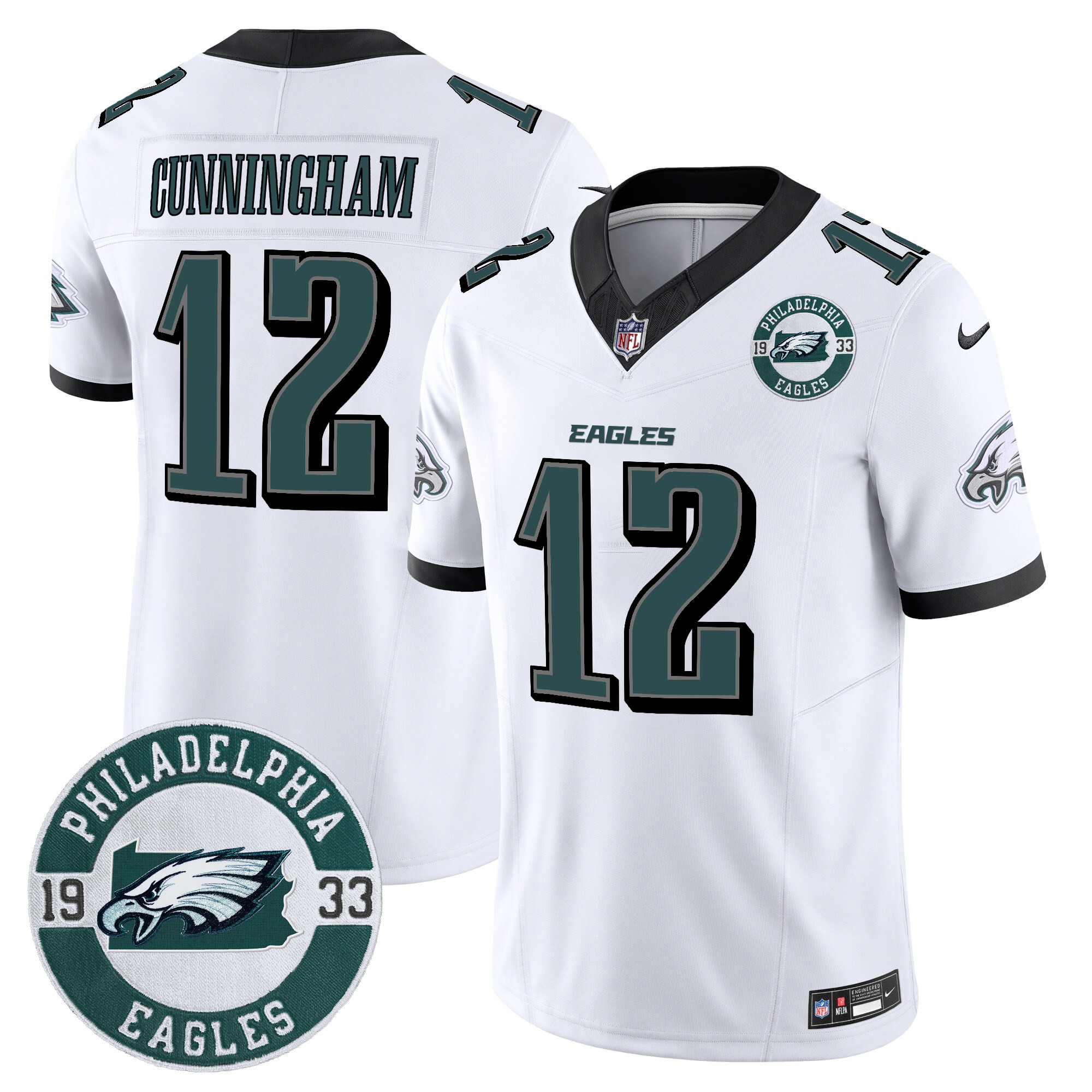 Randall Cunningham Men's Philadelphia Eagles 2024 Vapor Limited White Jersey - All Stitched