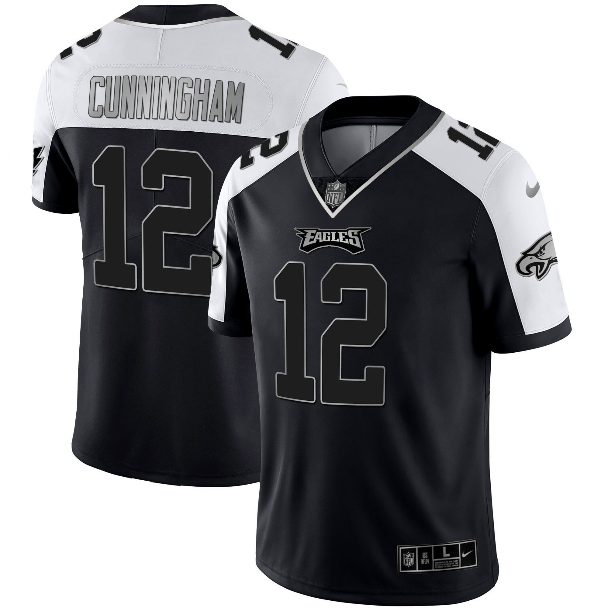 Randall Cunningham Men's Philadelphia Eagles Alternate Vapor Black Gold Limited - All Stitched Black Silver Jersey - All Stitched