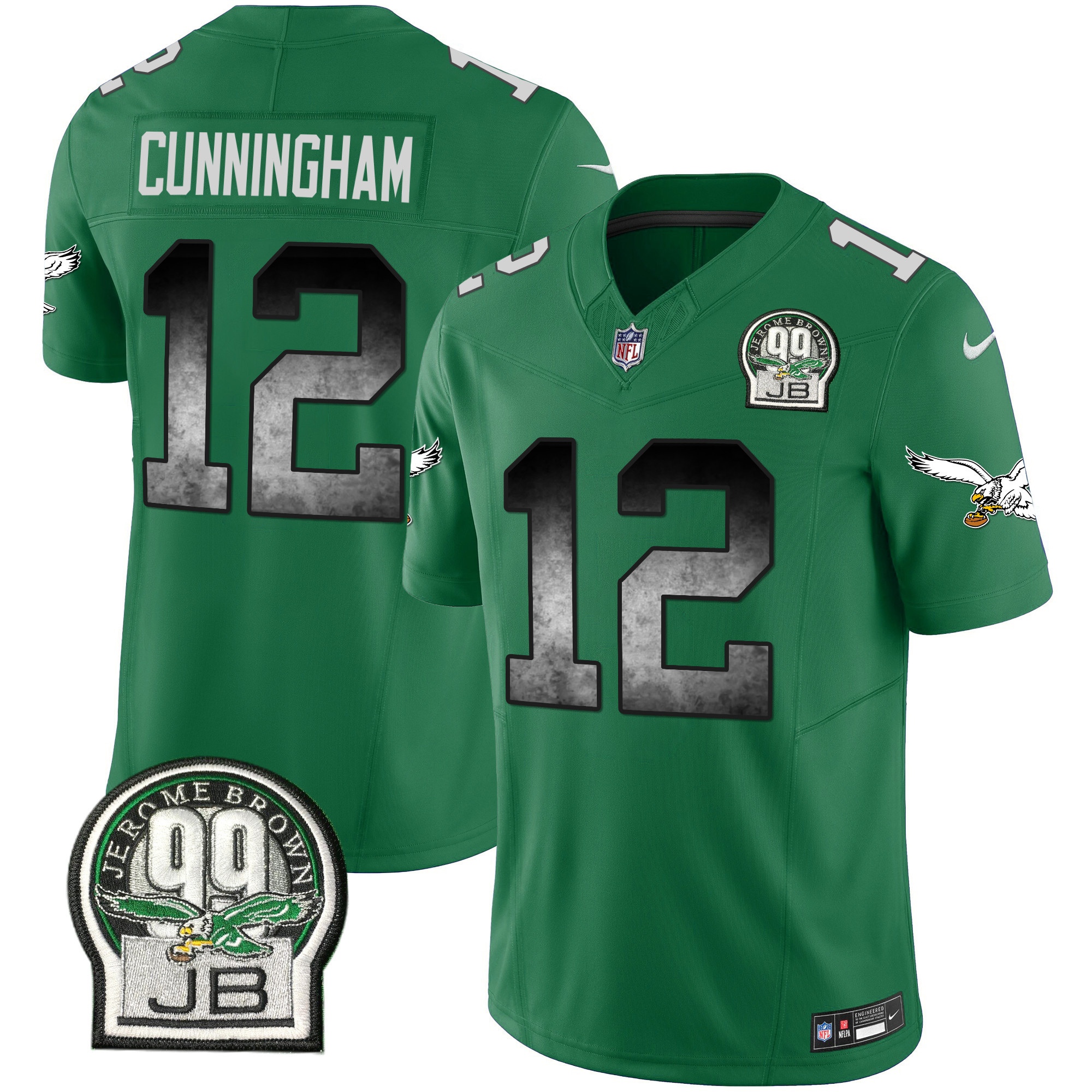 Randall Cunningham Men's Philadelphia Eagles Arch Smoke Kelly Green Vapor Kelly Green Jersey - All Stitched