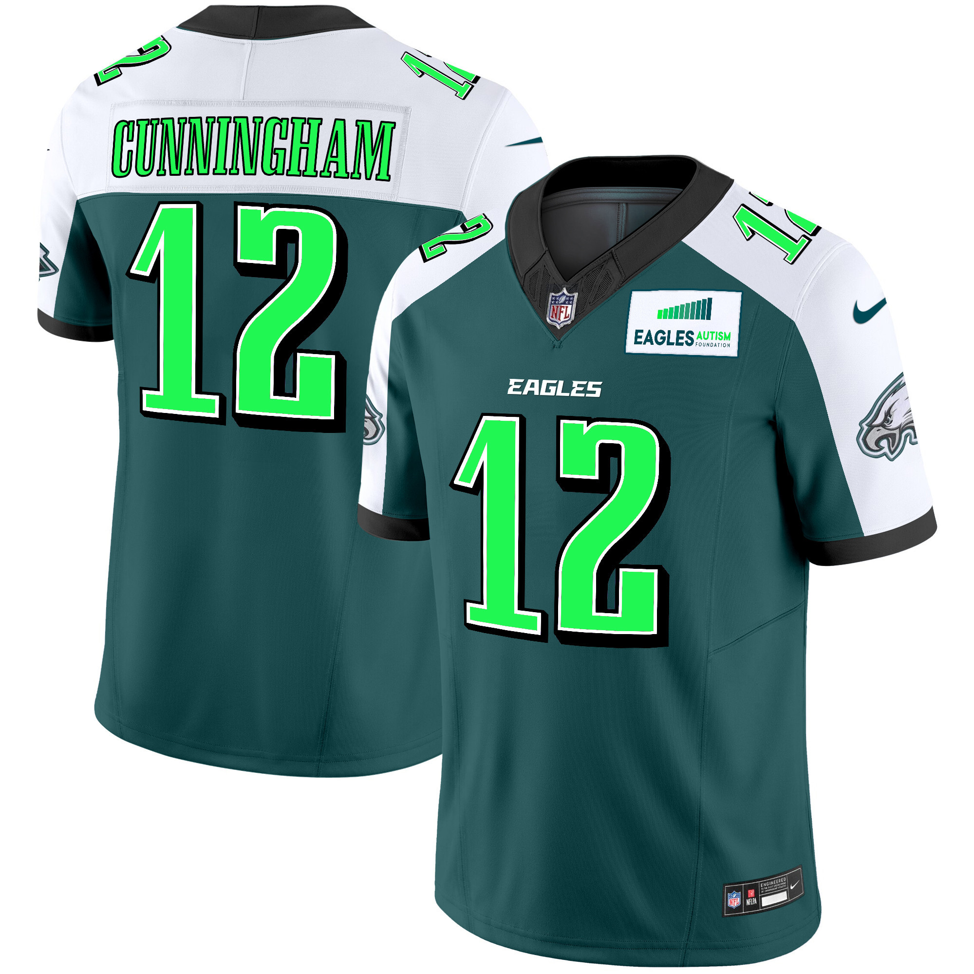 Randall Cunningham Men's Philadelphia Eagles Autism Foundation Patch Vapor Limited Alternate Jersey - All Stitched
