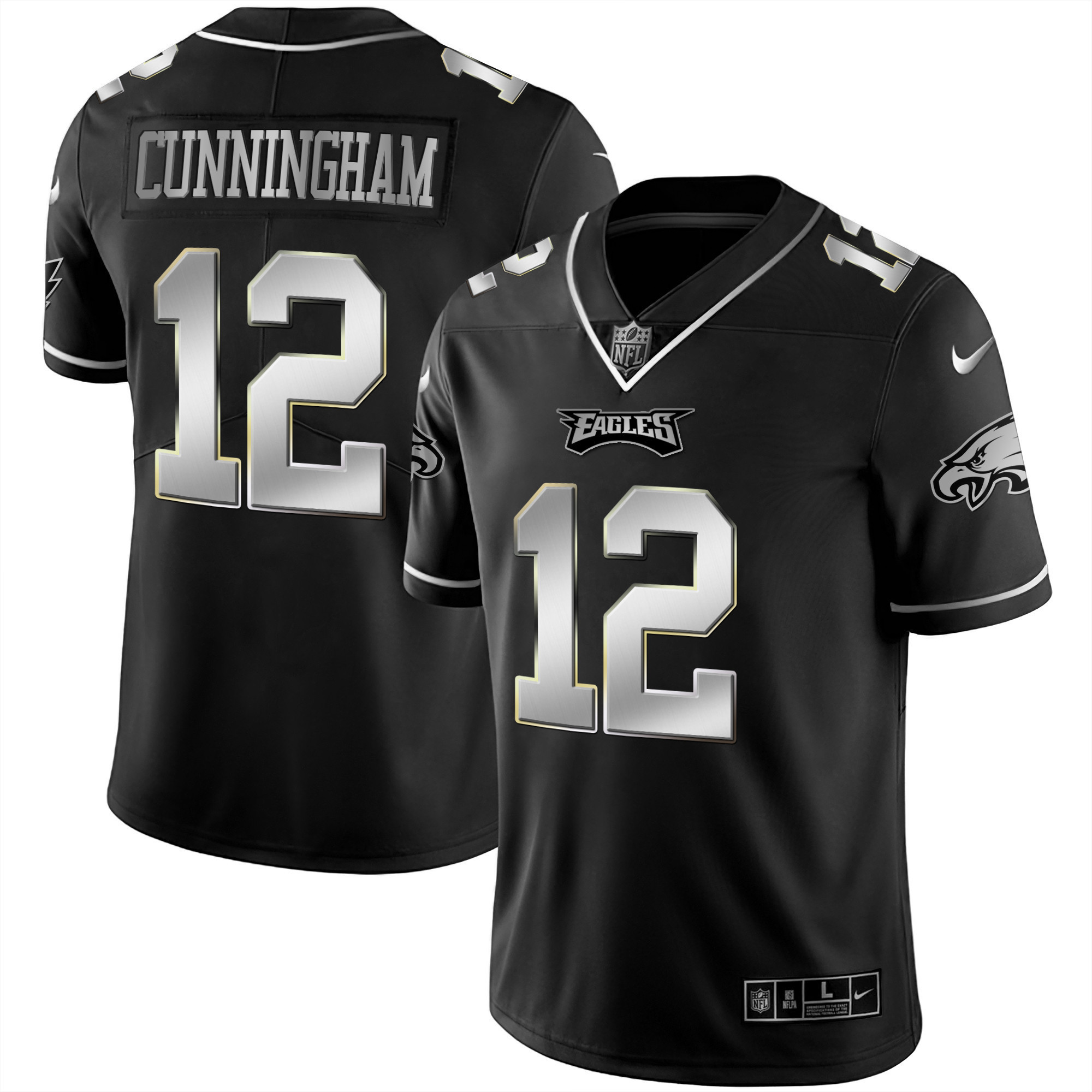 Randall Cunningham Men's Philadelphia Eagles Black Silver Limited - All Stitched Black Silver Limited Jersey - All Stitched