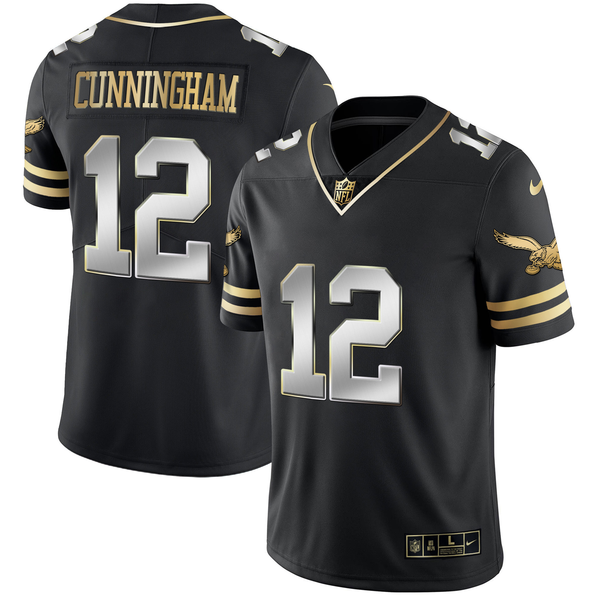 Randall Cunningham Men's Philadelphia Eagles Gold & Kelly Vapor Black Limited Jersey - All Stitched
